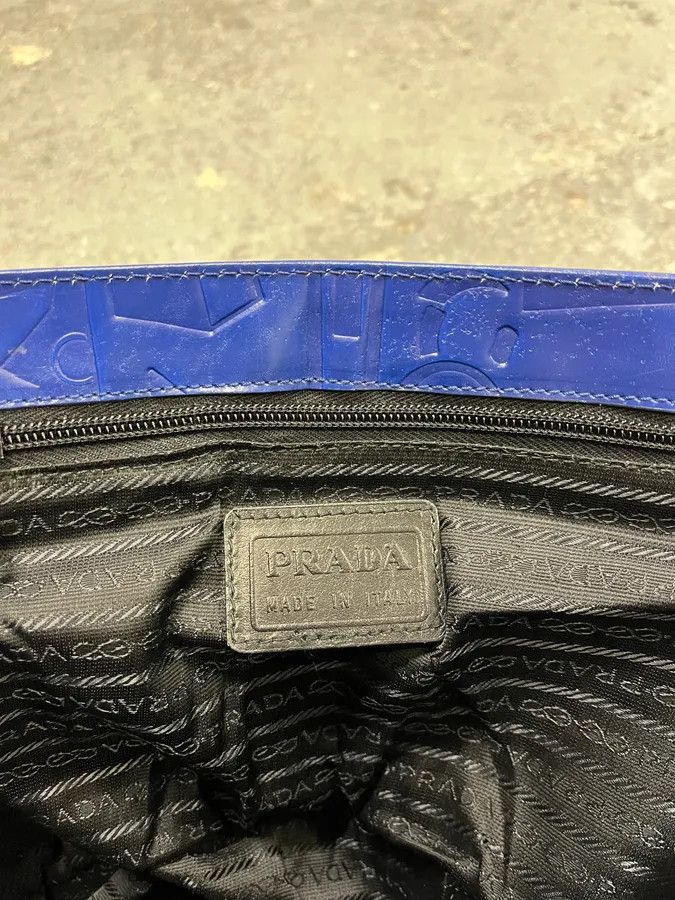 Prada × Vintage Prada Pictogram Blue Leather Handle Bag Size ONE SIZE - 7 Thumbnail