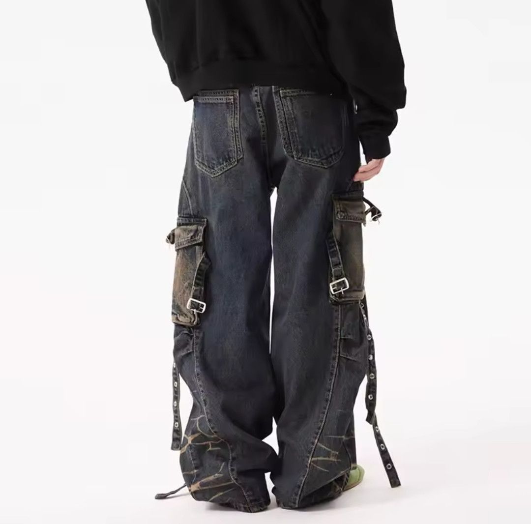 Japanese Brand × Jean American Style Pleated Multi-pocket Strap Jeans Size US 33 - 3 Thumbnail