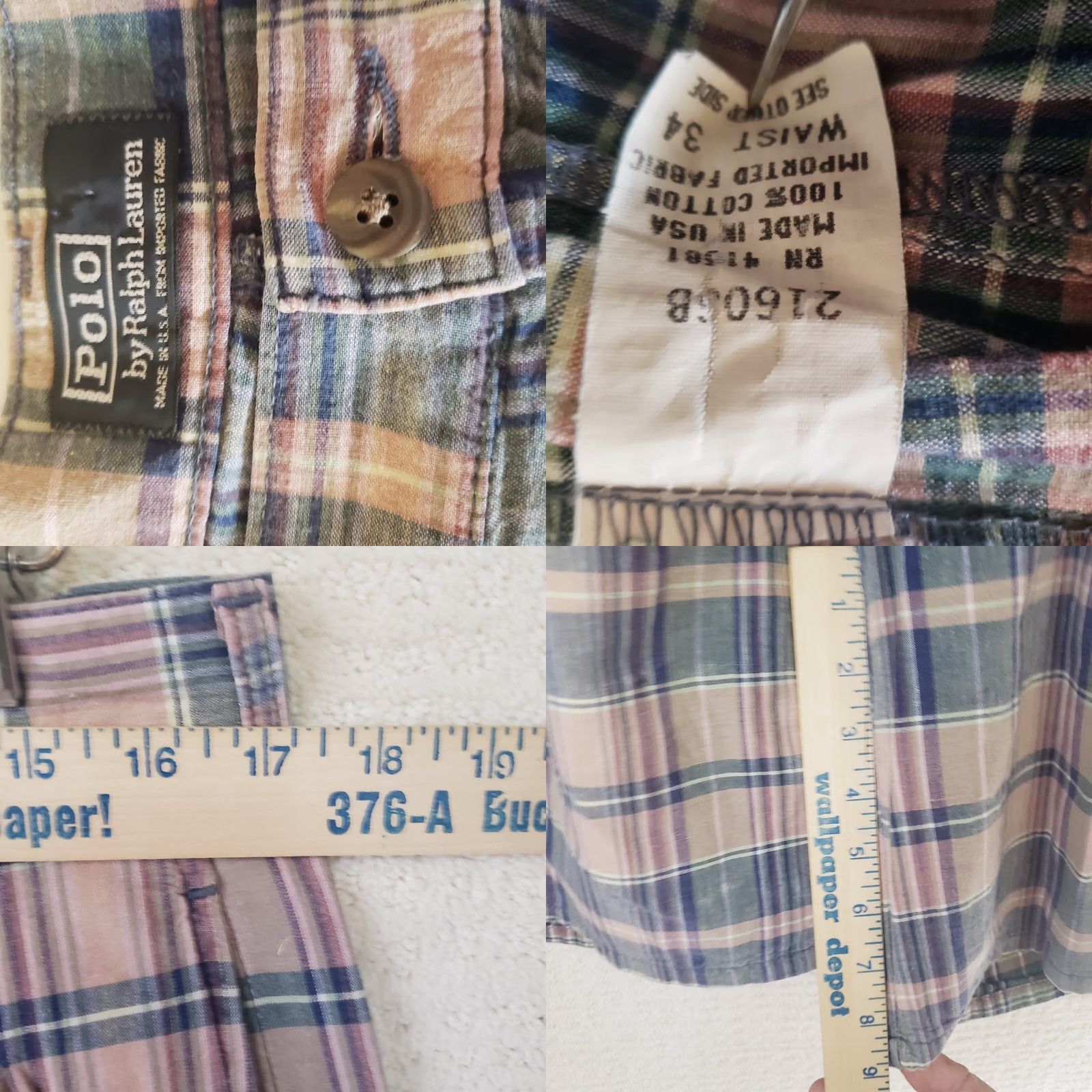 Polo Ralph Lauren Polo Ralph Lauren Madras Plaid Shorts Bermuda 34 Men Multicolor Plaid Cotton Slim Fit Belt Loops Pockets Shirt Casual Summer Spring Fall Mens Size US S / EU 44-46 / 1 - 8 Thumbnail