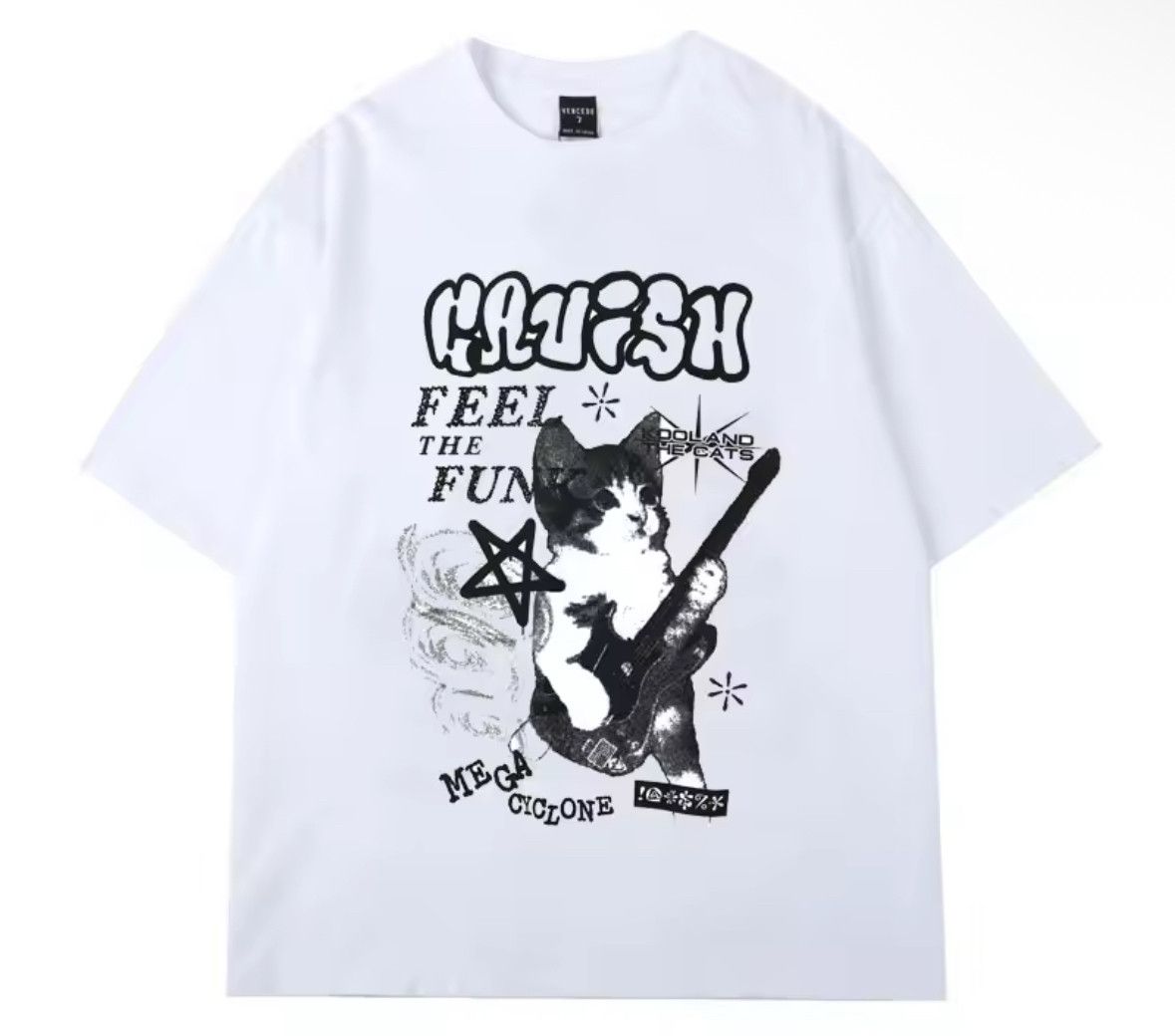 Other Streetwear Y2K American Rock Cat Guitar Print White T-Shirt Size US XXL / EU 58 / 5 - 1 Thumbnail