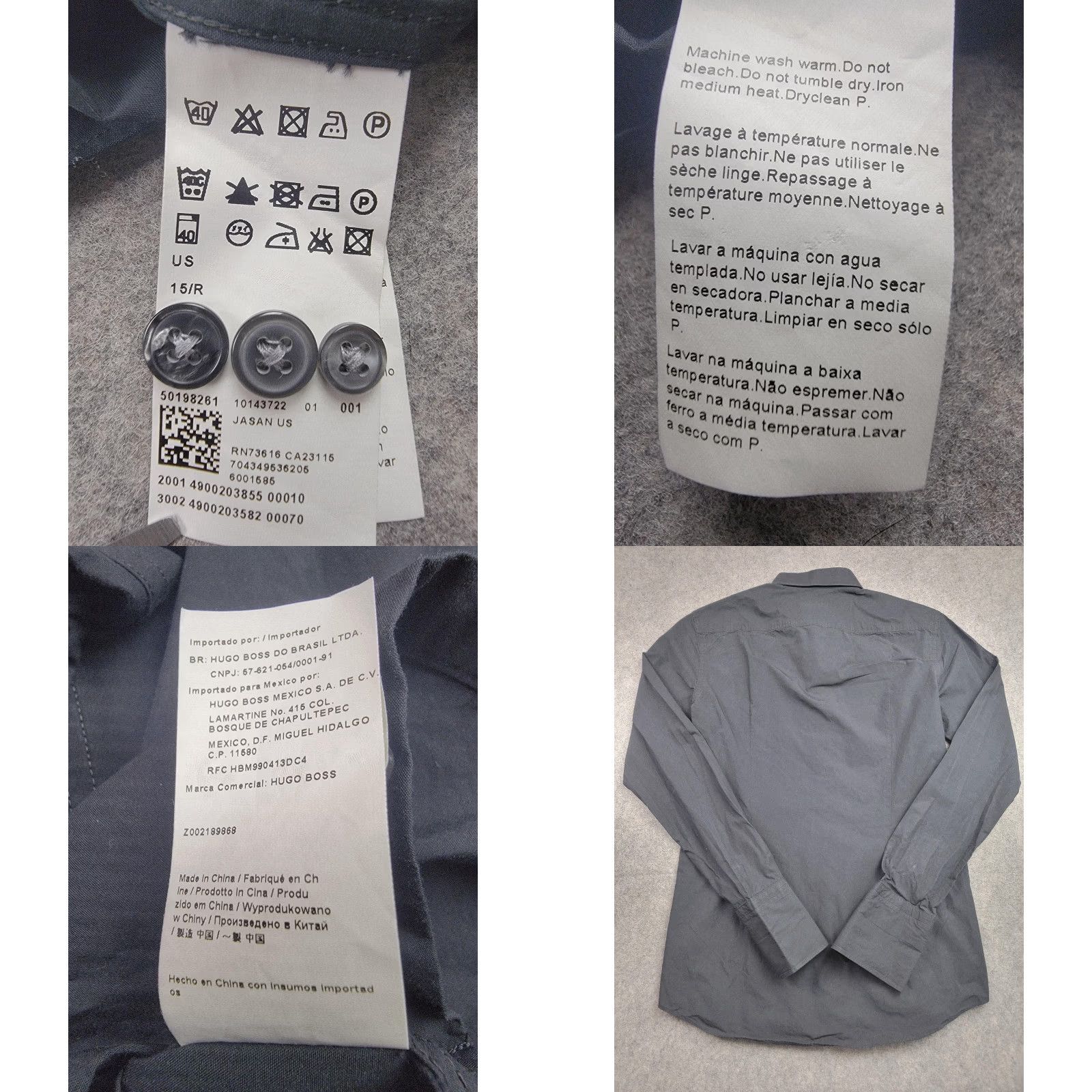 Hugo Boss HUGO BOSS Shirt Mens 15 Slim Fit Black Tuxedo Pleated Bib Dress Long Sleeve Shirt Size 40R - 8 Thumbnail