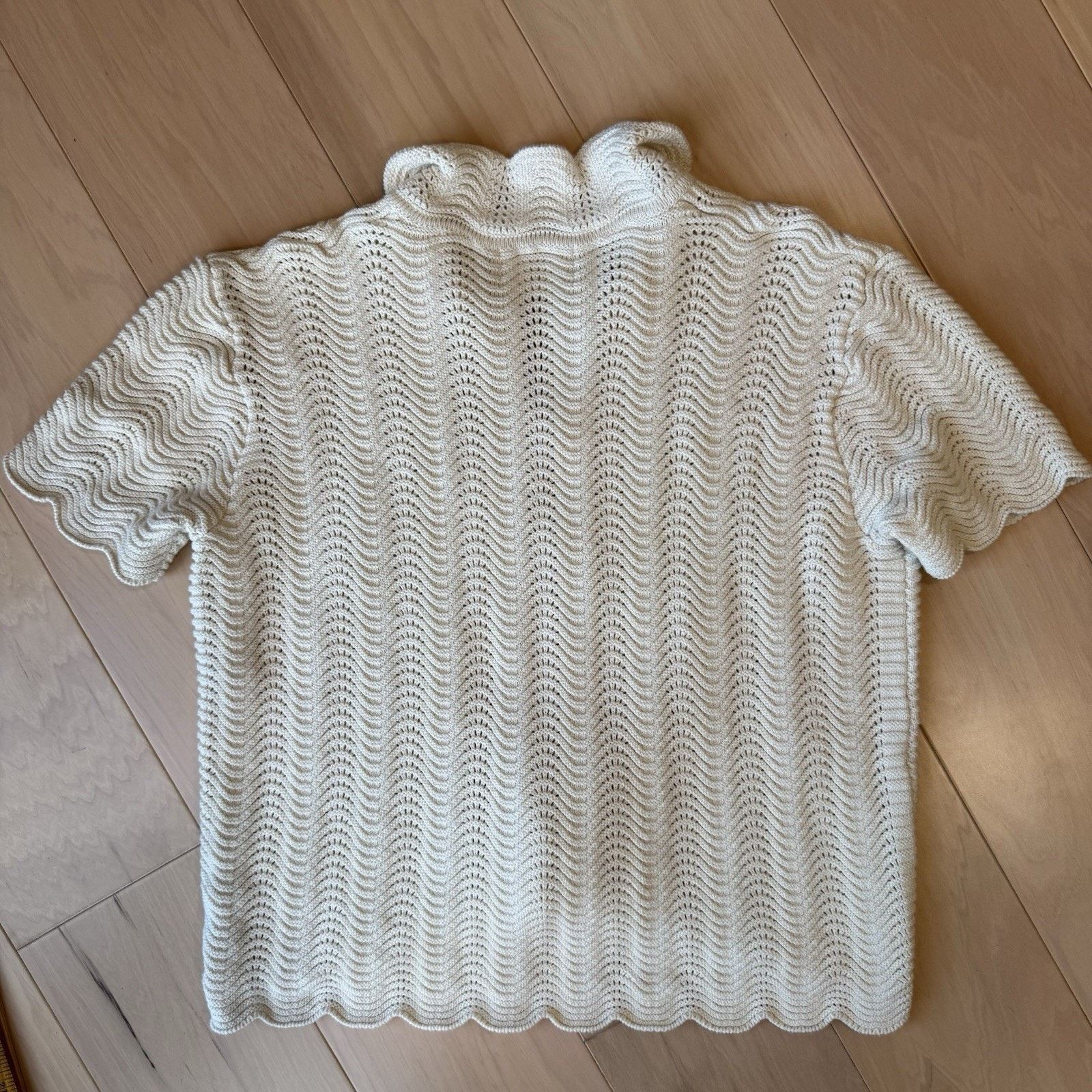 YITAI Yitai Shirt M Cream Knit Shale Stitch Button Up Minimalist Size US M / EU 48-50 / 2 - 9 Thumbnail