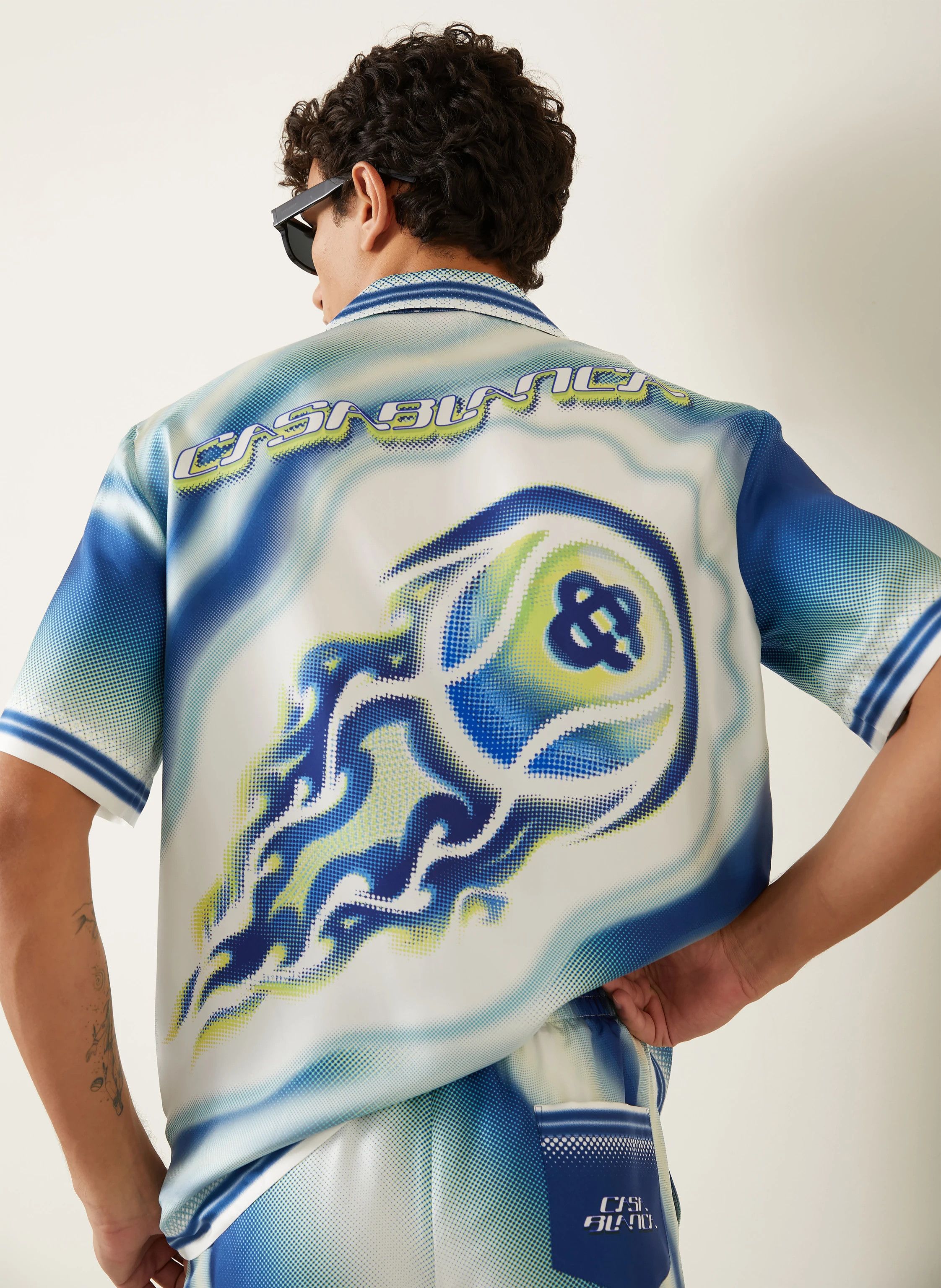 Casablanca o1h1sh10526 Flaming Tennis Ball Shirt in Blue Size US M / EU 48-50 / 2 - 5 Thumbnail