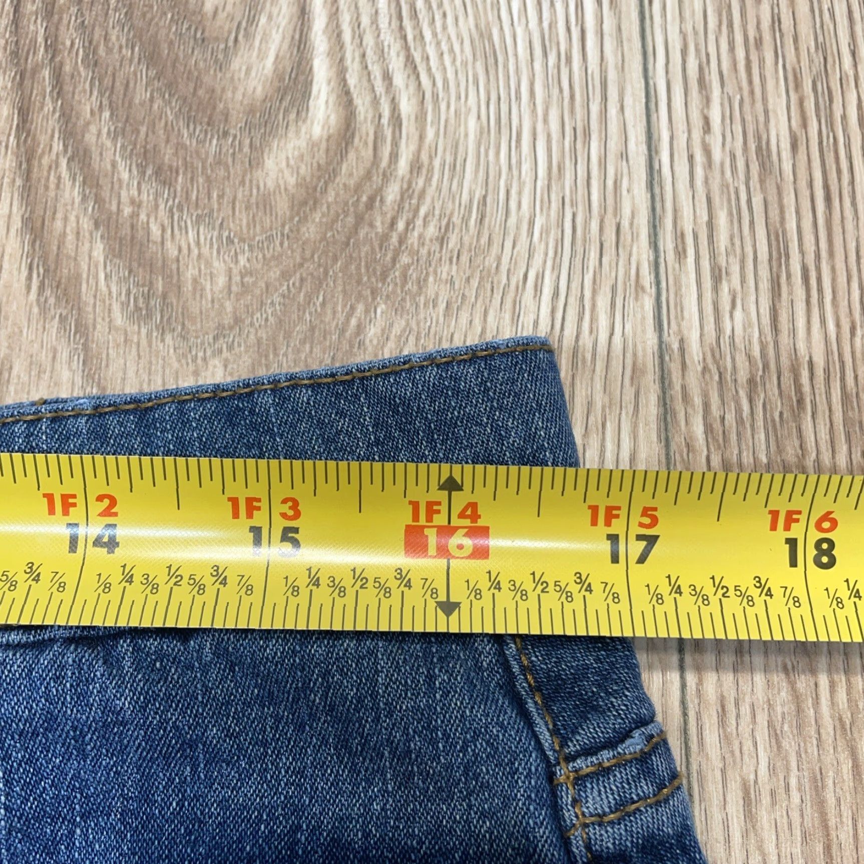 Denime VINTAGE Per Se A-Line Denim Skirt Women's Size 10 Blue Above Knee Stretch Casual Size 32" / US 10 / IT 46 - 4 Thumbnail