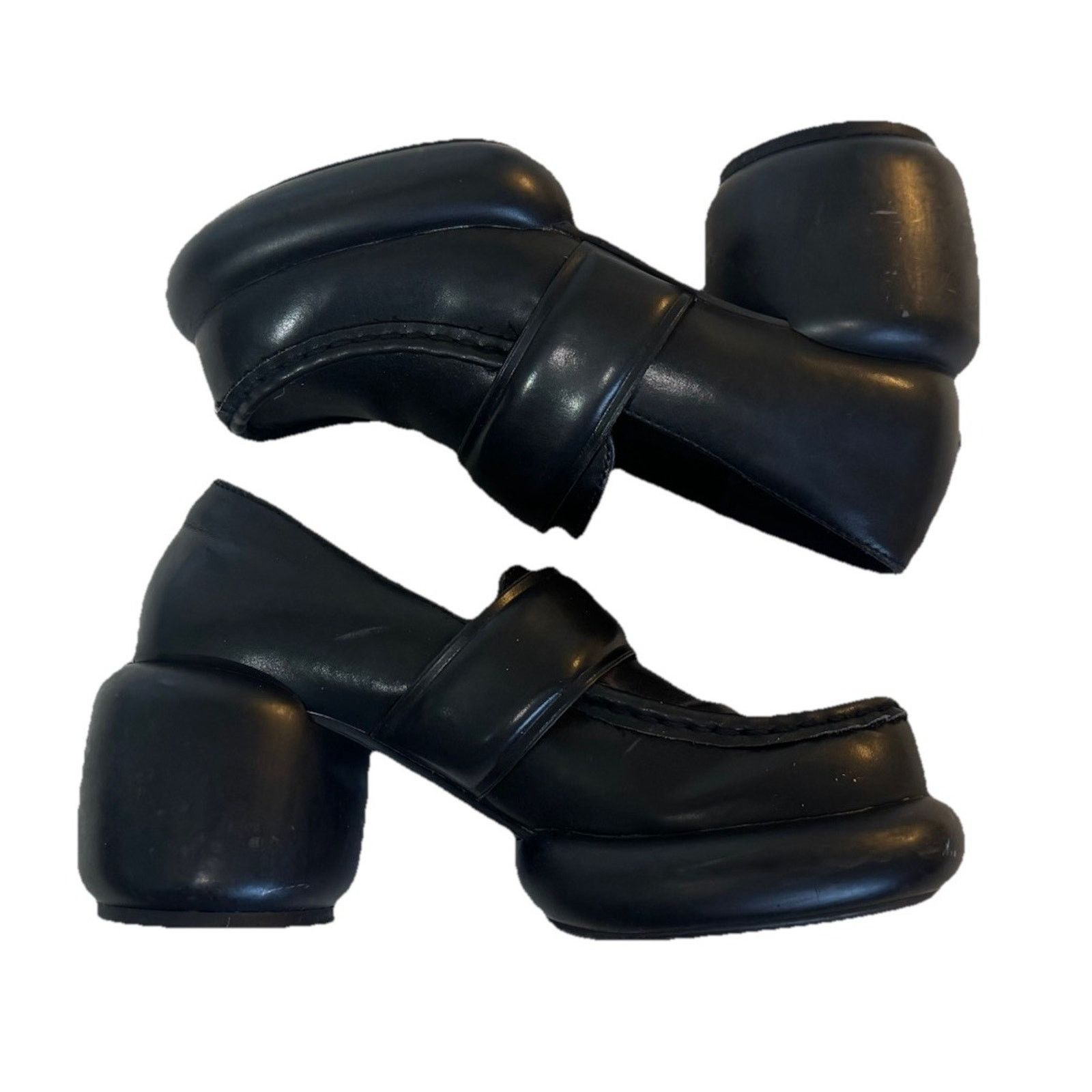 Other T.U.K. Anarchic Black Bubble Loafers Chunky Platform Heels Size US 5 / IT 35 - 7 Thumbnail