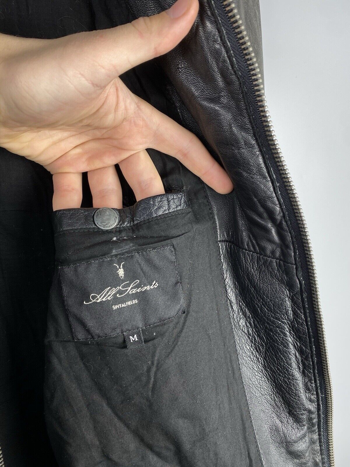 Allsaints Vintage Allsaints Mens Leather Biker Zip Bomber Jacket Size US M / EU 48-50 / 2 - 18 Thumbnail