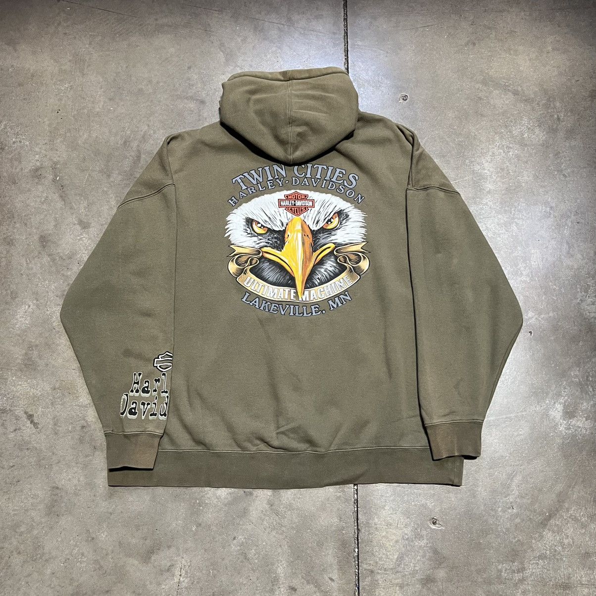 Harley Davidson Vintage Harley Davidson Zip Up Hoodie Sweatshirt Eagle 90s Size US XXL / EU 58 / 5 - 7 Thumbnail