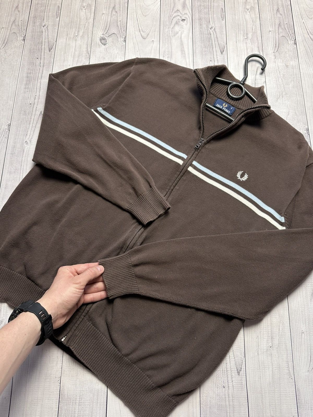 Fred Perry Vintage Fred Perry zip sweater size L logo brown rare Size US L / EU 52-54 / 3 - 6 Thumbnail