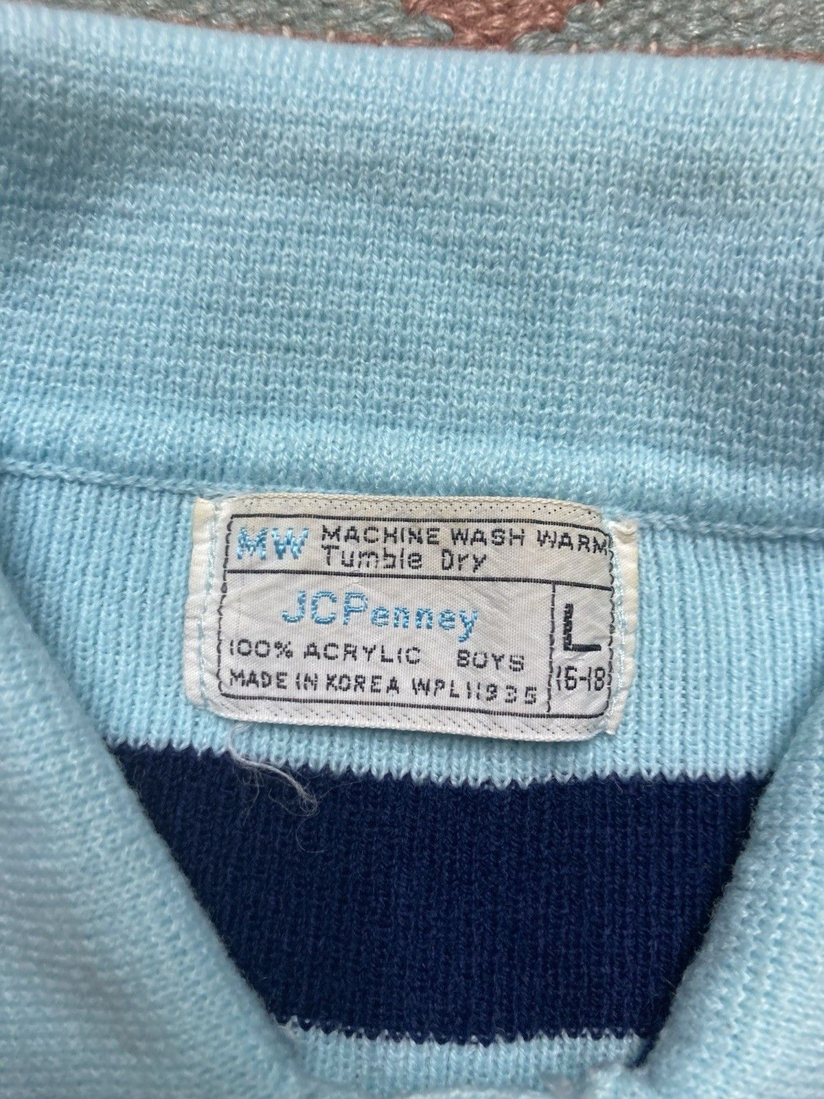 JCPenney × Vintage Vintage 70s polo shirt JCP blue striped youth L adult small Size US S / EU 44-46 / 1 - 5 Thumbnail