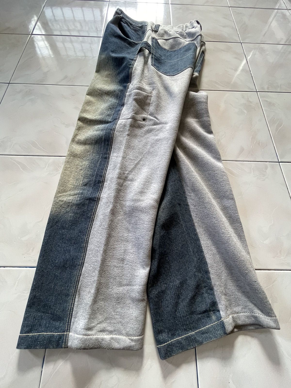GB × Japanese Brand × Marithe + Francois Girbaud GB Baggy Hybrid Denim Sweat Muddy Wash Jeans Size US 34 / EU 50 - 3 Thumbnail