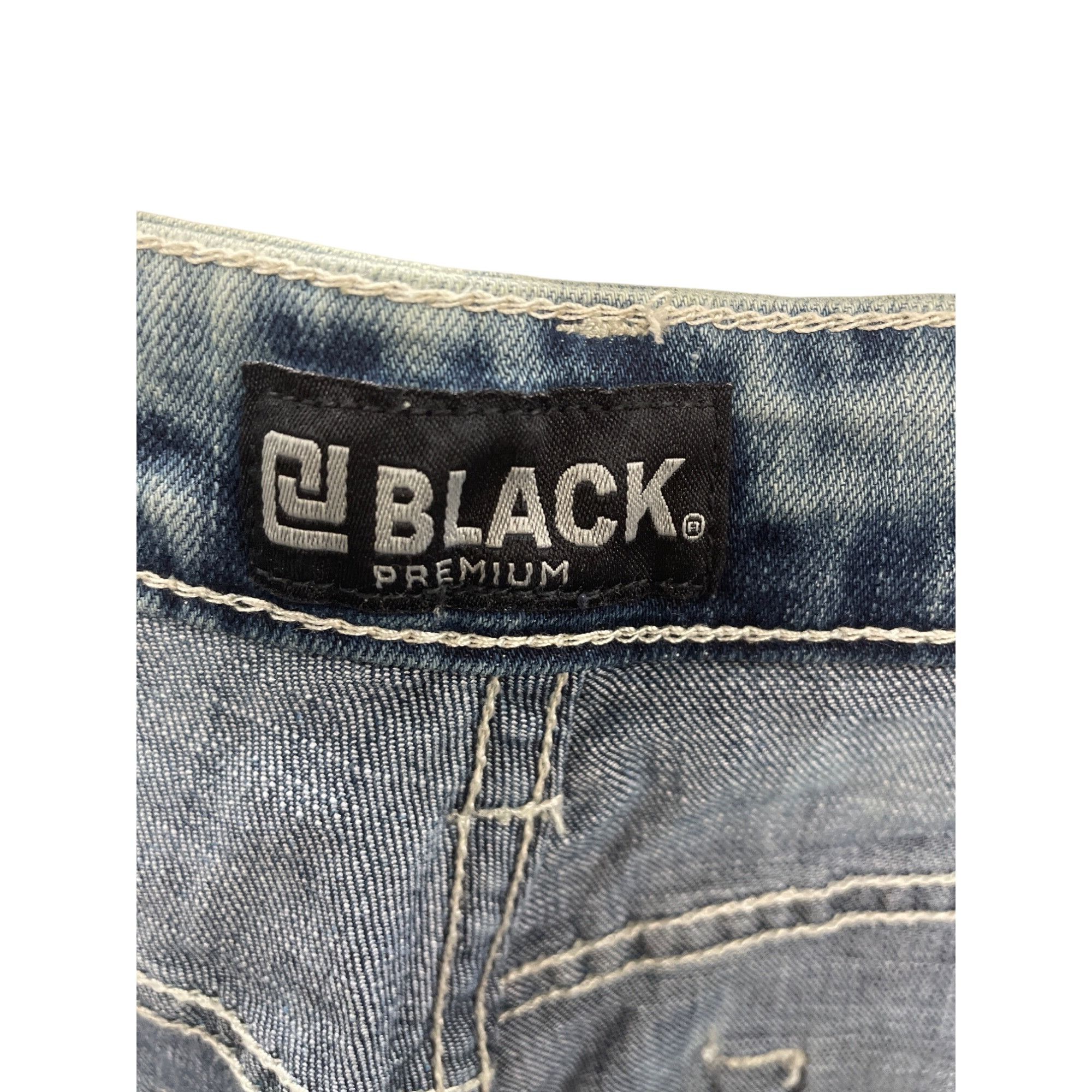 Other Black Premium Mens blue acid distressed Boot Cut Denim Jeans Size US 34 / EU 50 - 13 Thumbnail