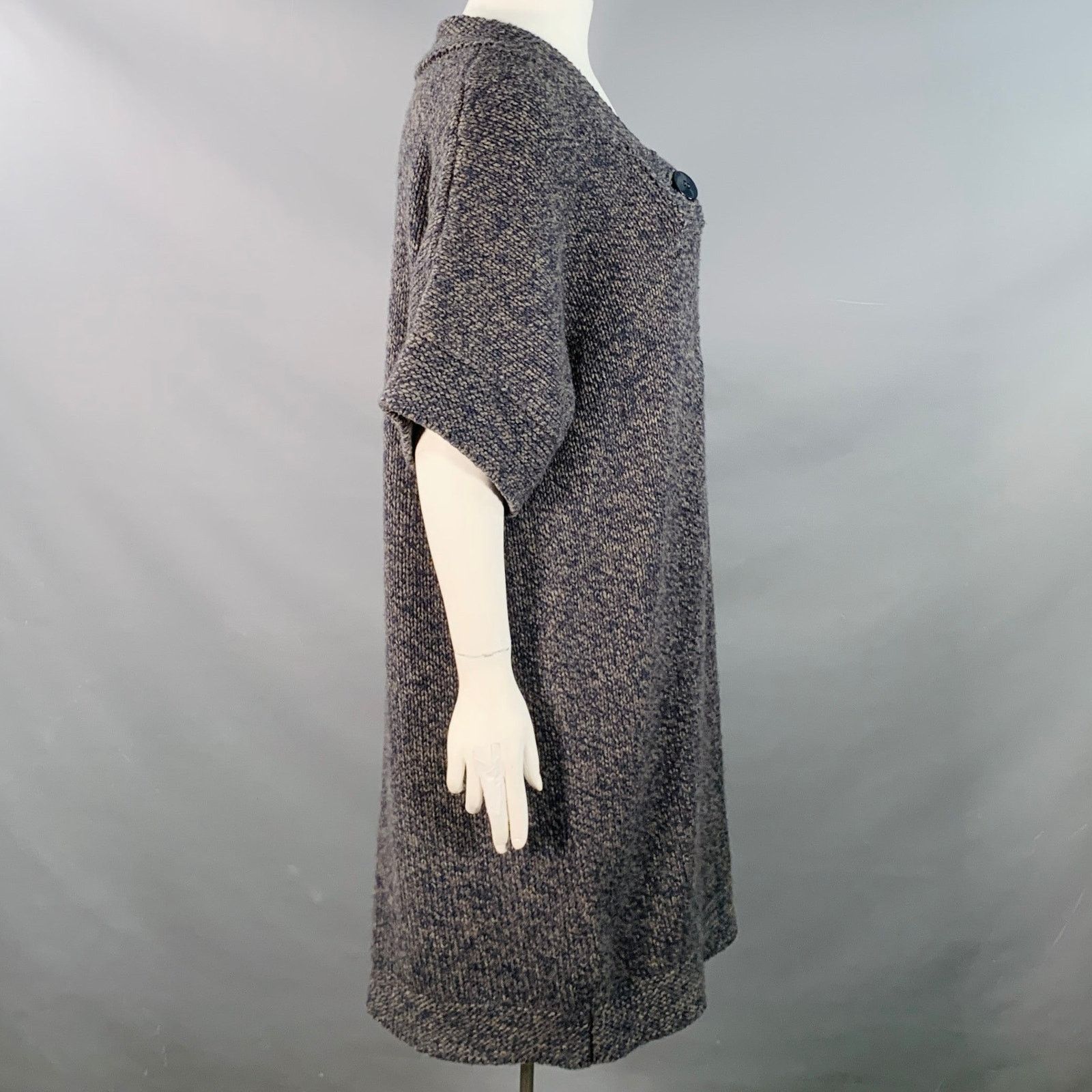 Stella McCartney Size L Grey Navy Wool Cashmere Melange Knit Coat Size L / US 10 / IT 46 - 3 Thumbnail
