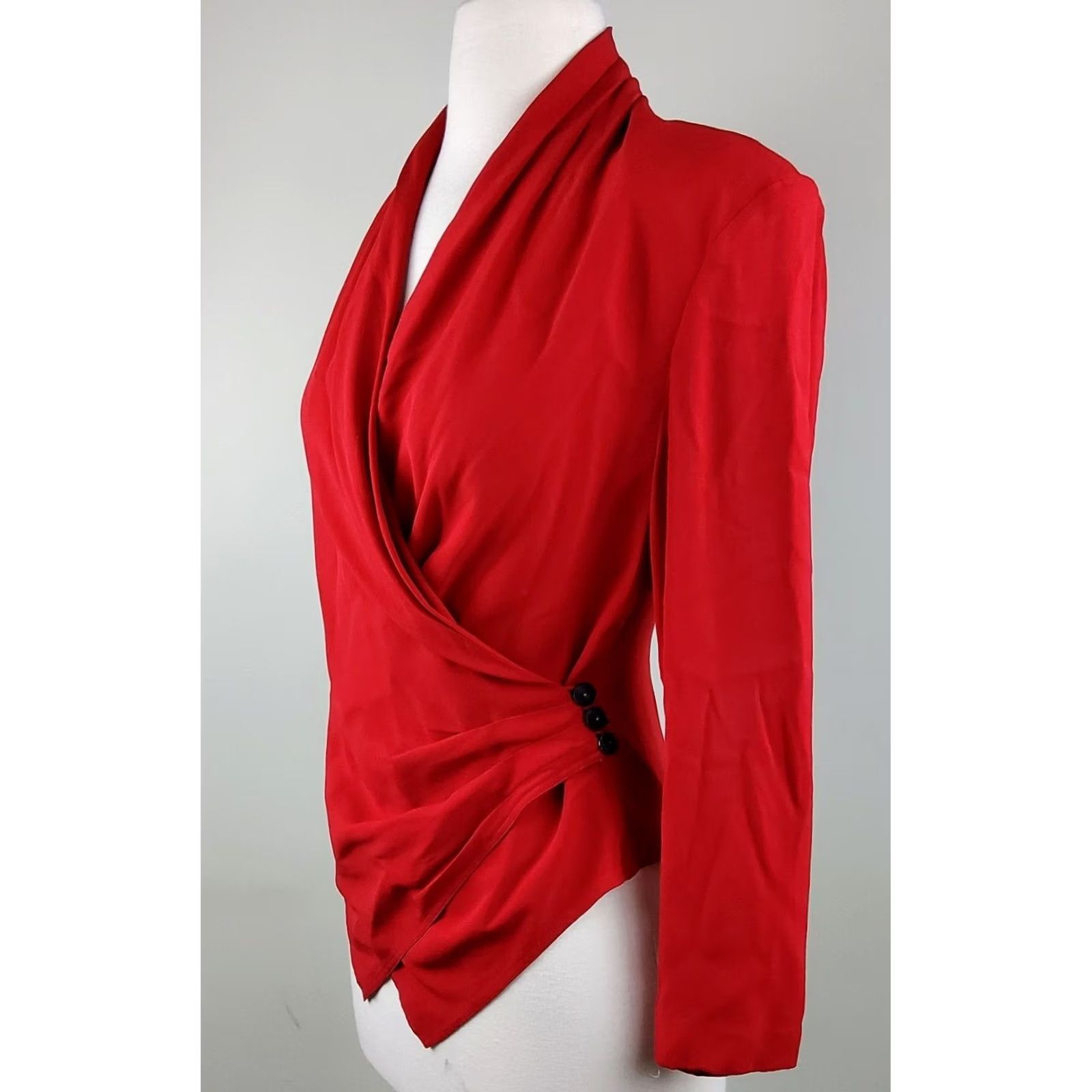 Vintage VINTAGE Chloe Women's Wrap Blouse Shirt Red Size 40 8 Regular Women Womens Red Blouse Wrap 90s/80s Size M / US 6-8 / IT 42-44 - 4 Thumbnail