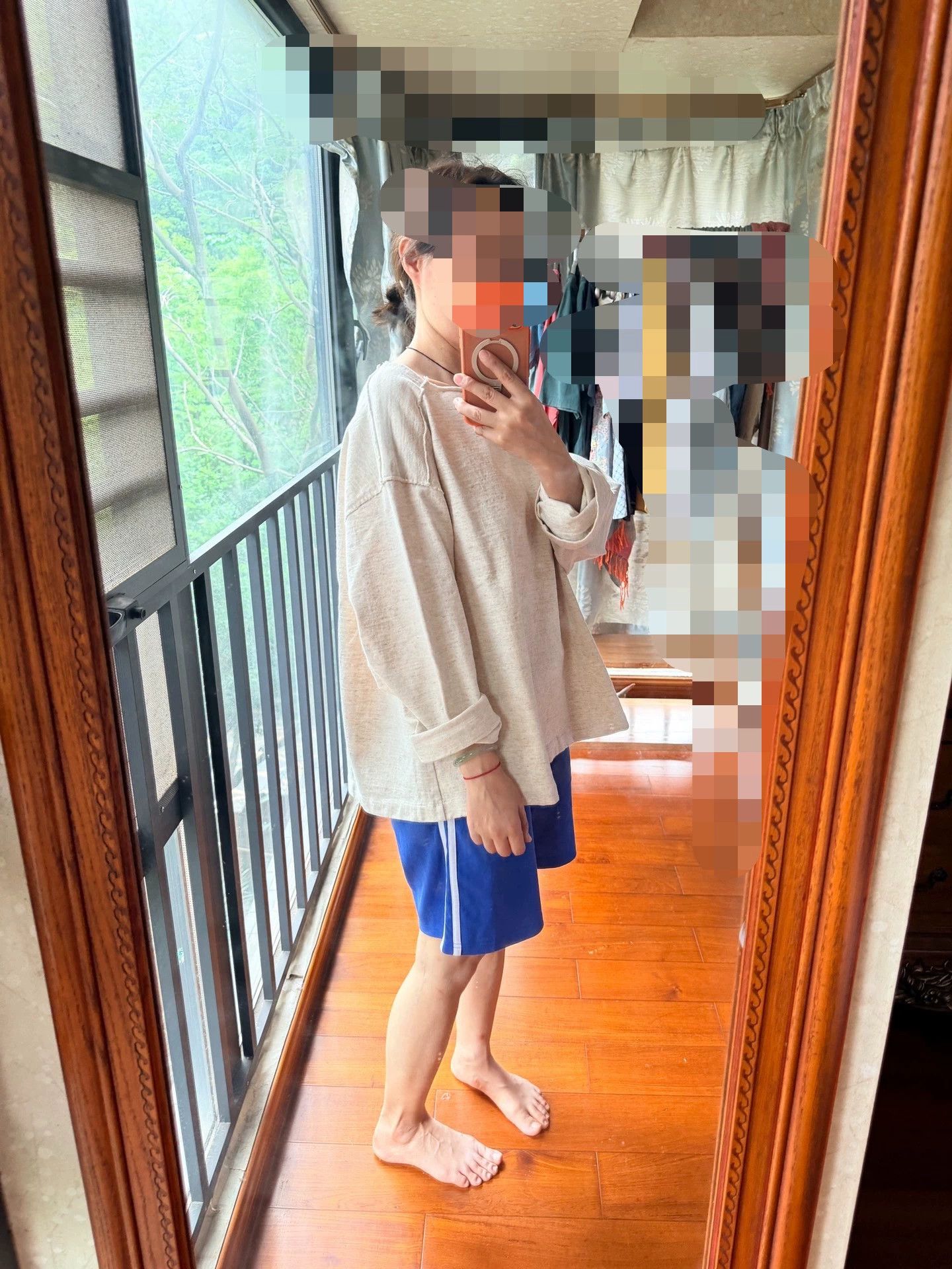 Other Jisifang Cotton-Linen-Wool Mix Rolled Cuff Sweatshirt OS Size ONE SIZE - 7 Thumbnail