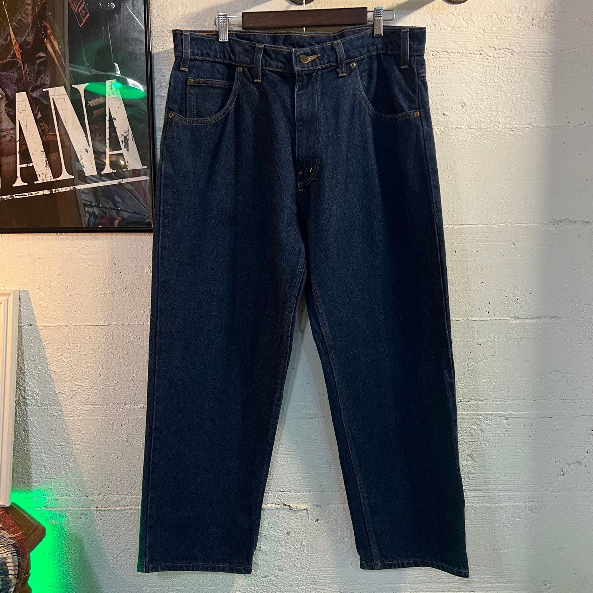 Other Vintage 90's Prison Blues Raw Denim Relaxed Fit Jean 37 x 28 Size US 37 - 1 Thumbnail