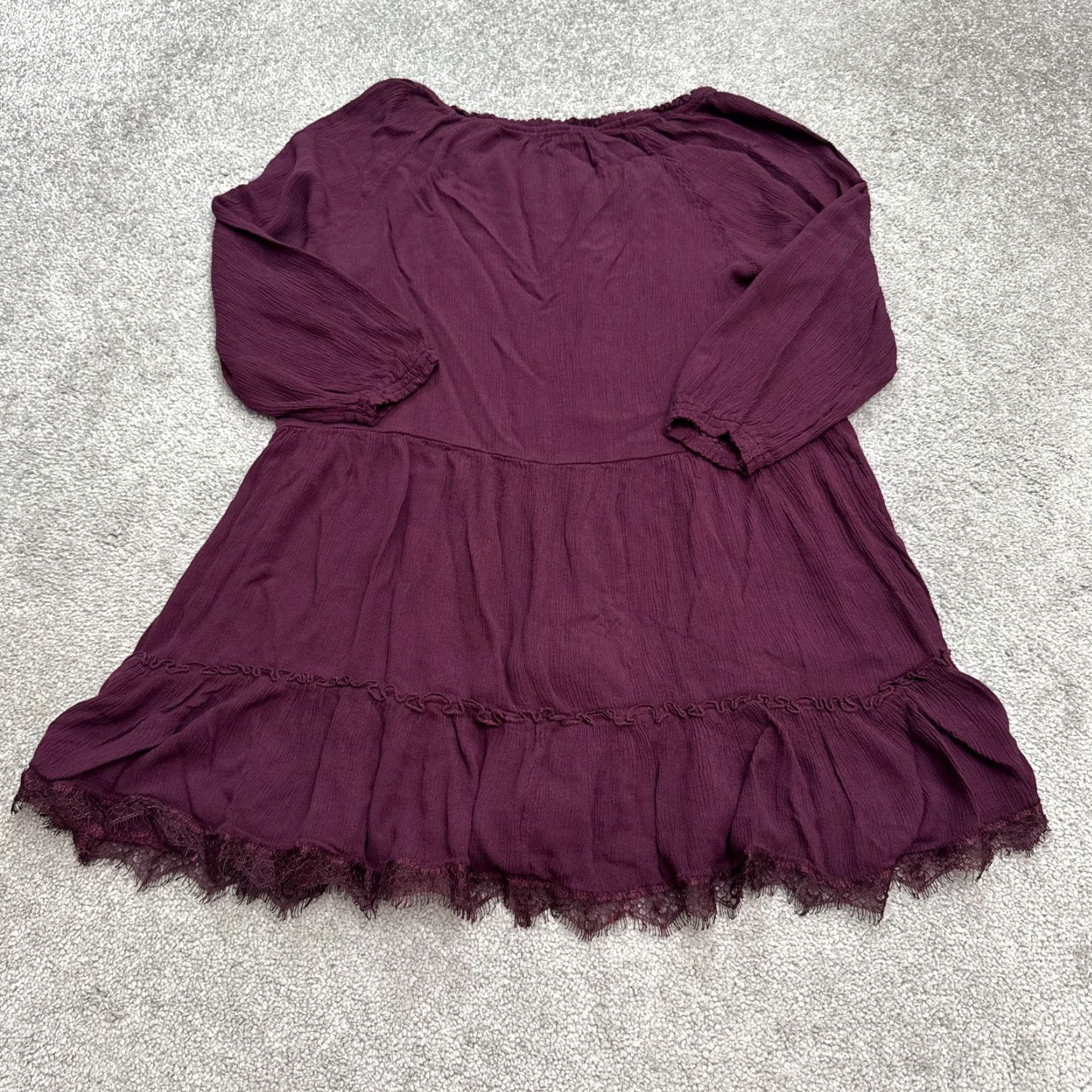 Vintage Aerie Dress Women Mini Tunic Boho Henley Long Sleeve Red Maroon Small Casual Size S / US 4 / IT 40 - 2 Thumbnail