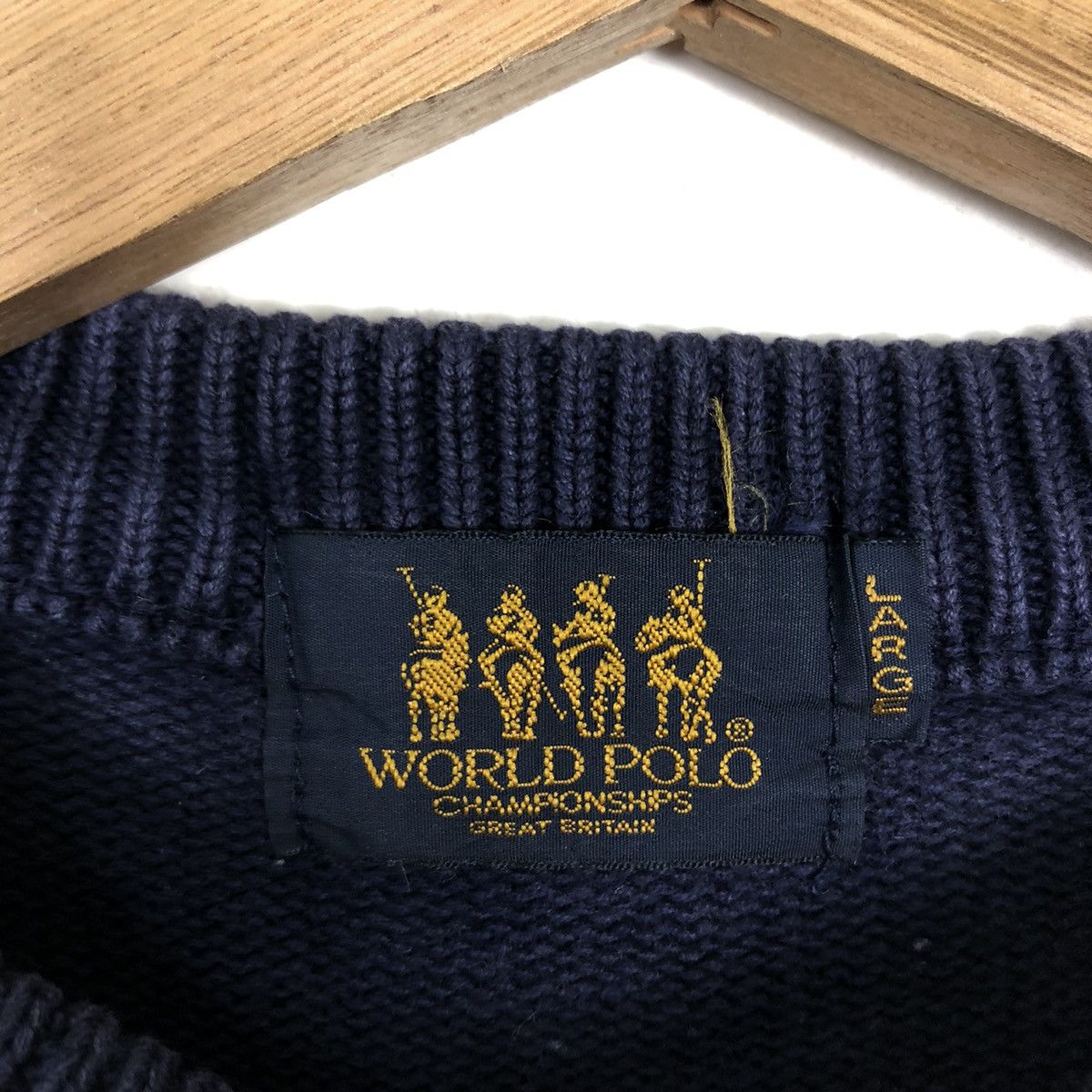 Japanese Brand 🔥90’s Vintage Knit Sweatshirt World Polo Striped Design Size US L / EU 52-54 / 3 - 9 Thumbnail