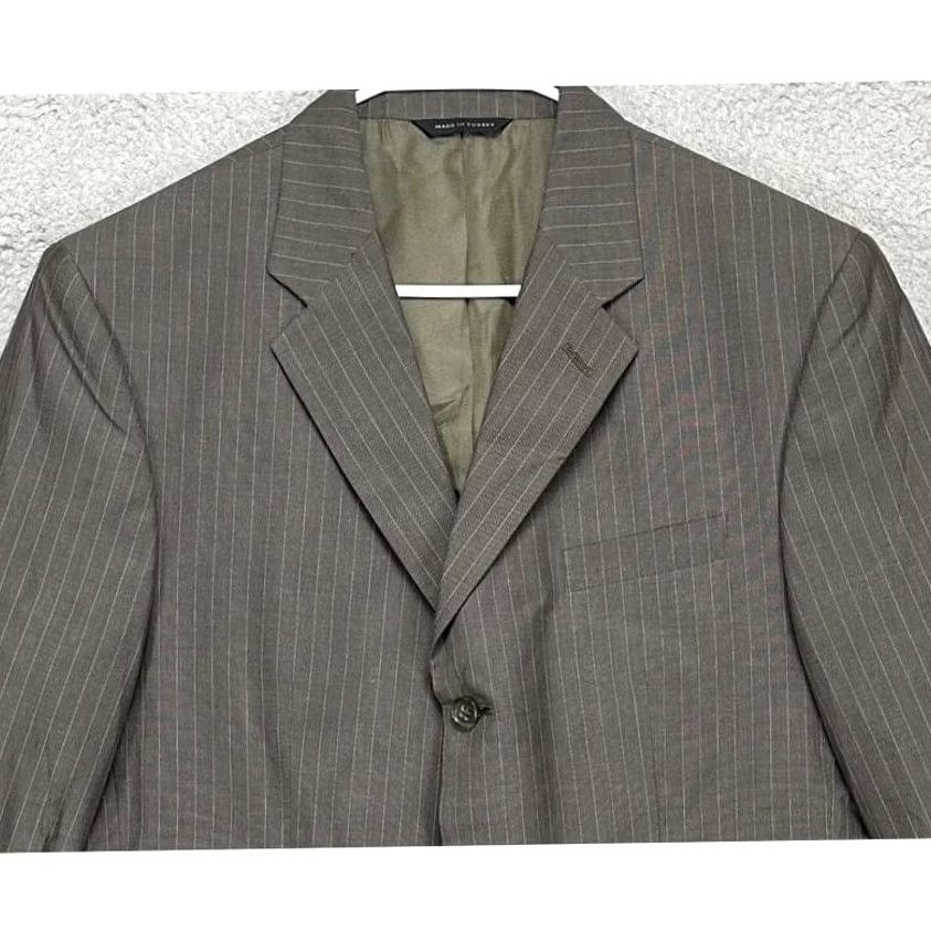 Banana Republic Banana Republic Blazer Sport Coat Mens 44R Grey Brown Pinstripes 3 Button Suit Size 44R - 6 Thumbnail