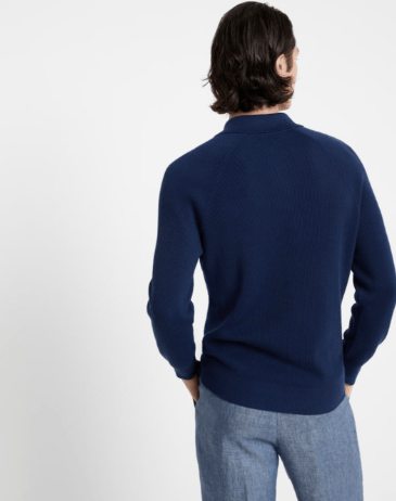 Brunello Cucinelli Polo Sweater in Dark Blue Size US M / EU 48-50 / 2 - 3 Thumbnail