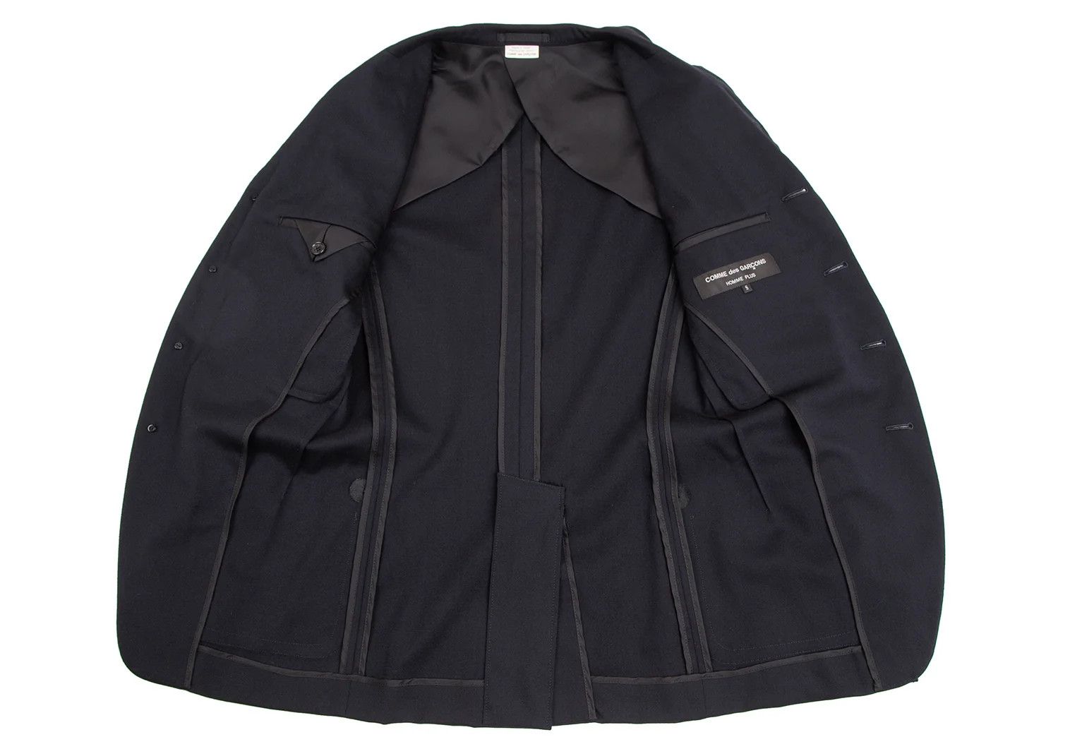 Comme des Garcons Homme Plus Stretch Wool Cutaway Jacket in Navy, Size S Size US S / EU 44-46 / 1 - 13 Thumbnail