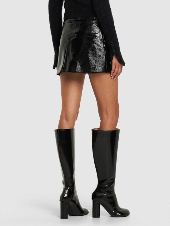 Courreges o1mle0824 Heritage A-Line Vinyl Mini Skirt in Black Size 25" / US 0 / IT 36 - 5 Thumbnail