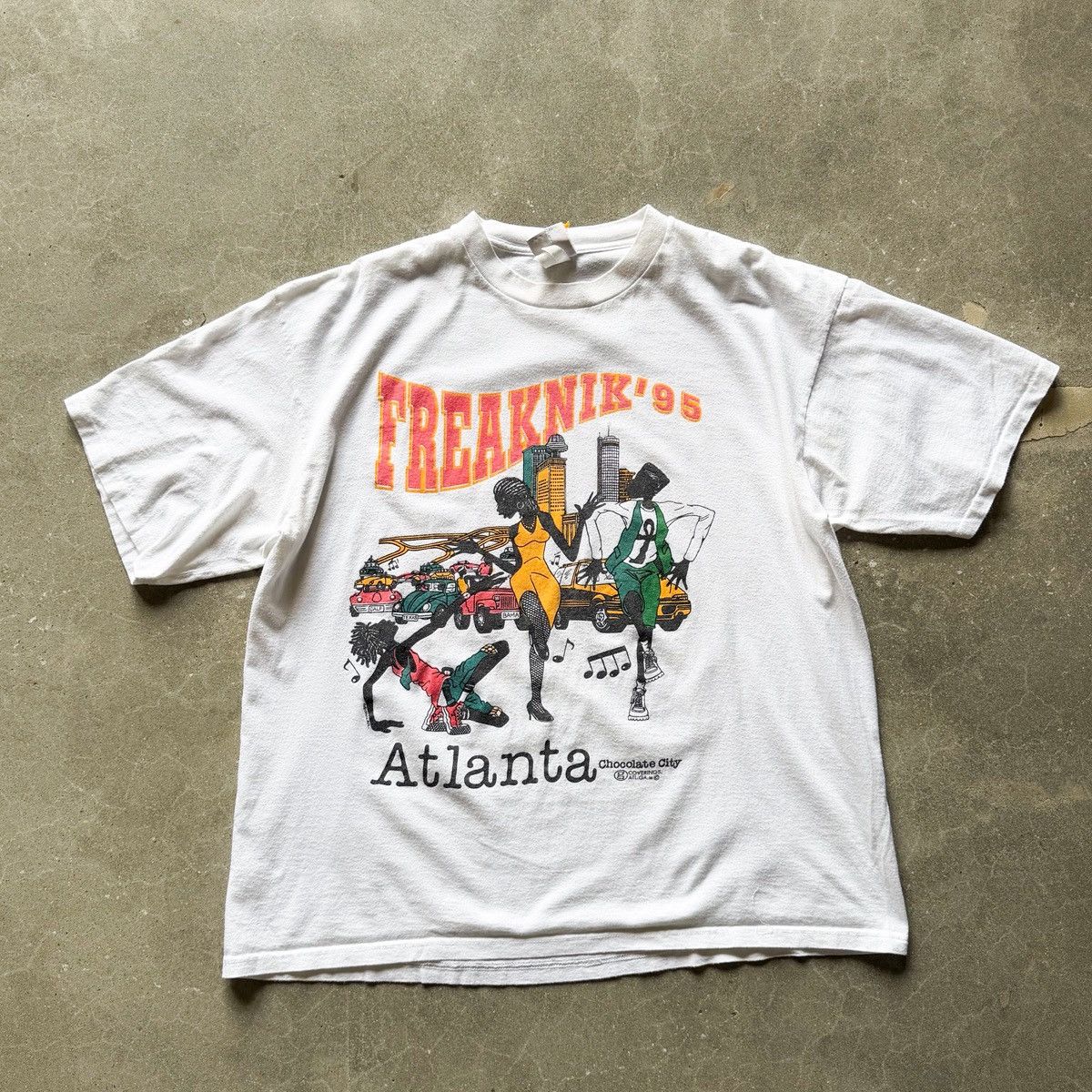 Vintage 90s Single Stitch FREAKNIK ATLANTA 1995 T Shirt Size US XL / EU 56 / 4 - 3 Thumbnail