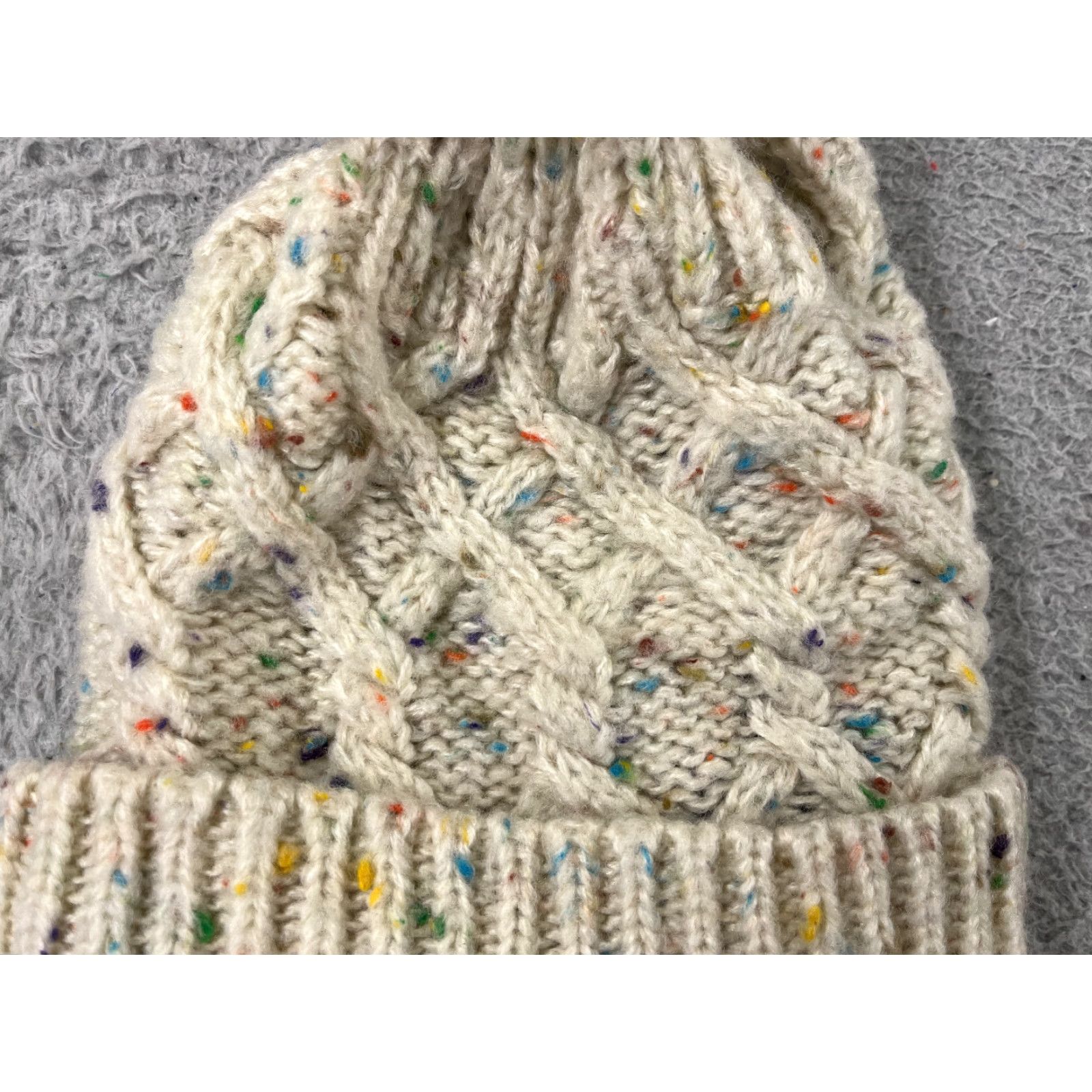 Steve Madden Steve Madden Beanie Womens One Size White Knit Confetti Acrylic Polyester Blend Pom Ski Hats Mens Womens Size ONE SIZE - 2 Thumbnail