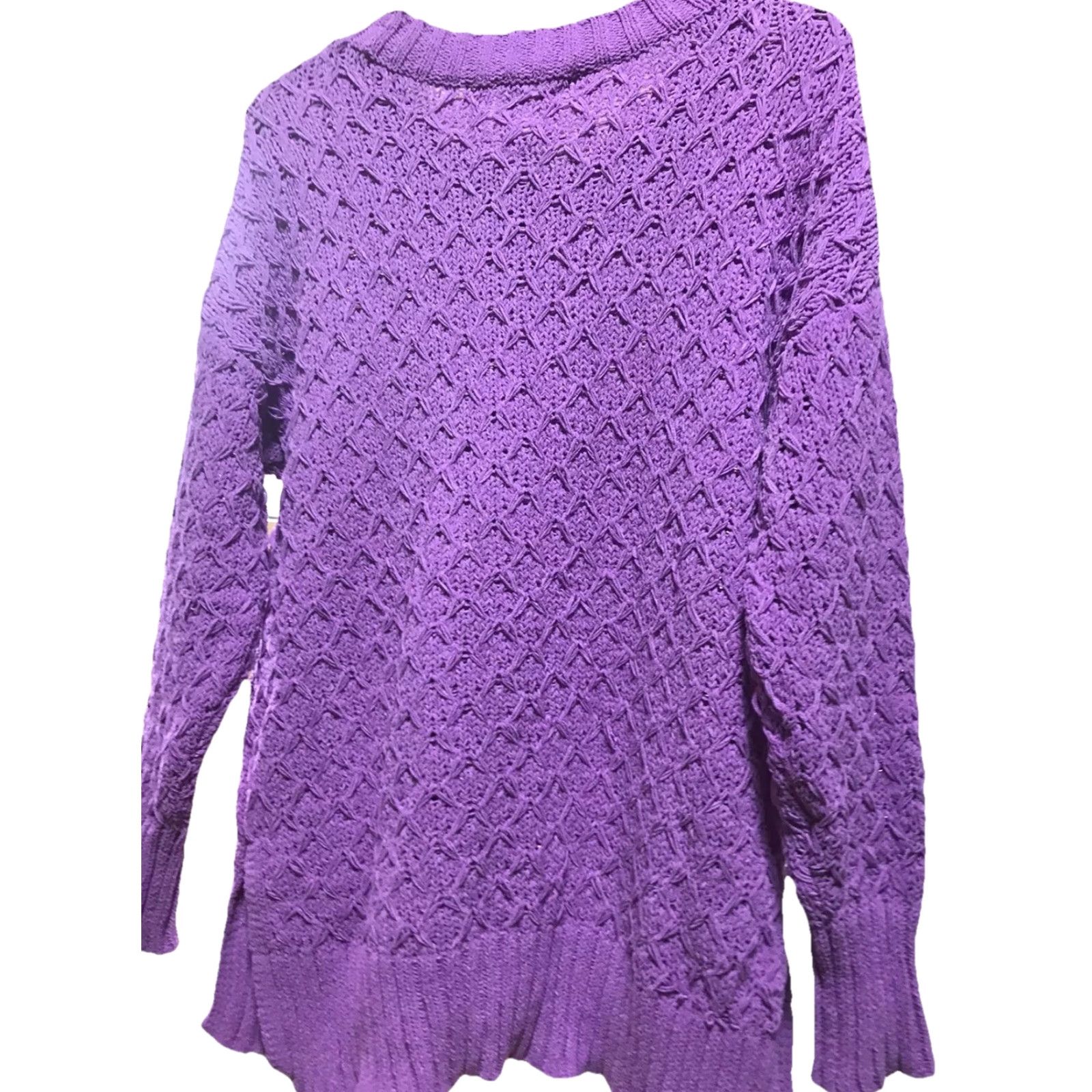 Vintage Seven Womens Pullover Sweater Textured Chenille Fall Winter Size Small Wild Orchid Breathable Lightweight Size S / US 4 / IT 40 - 2 Thumbnail