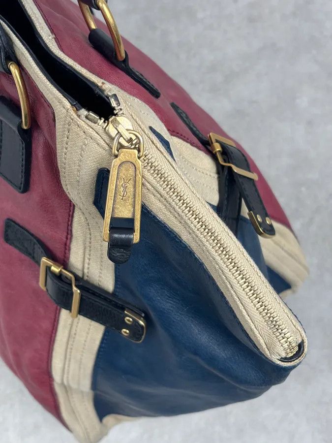 Yves Saint Laurent 2000s Yves Saint Laurent Burgundy Leather Colorblock Handle Bag Size ONE SIZE - 10 Thumbnail
