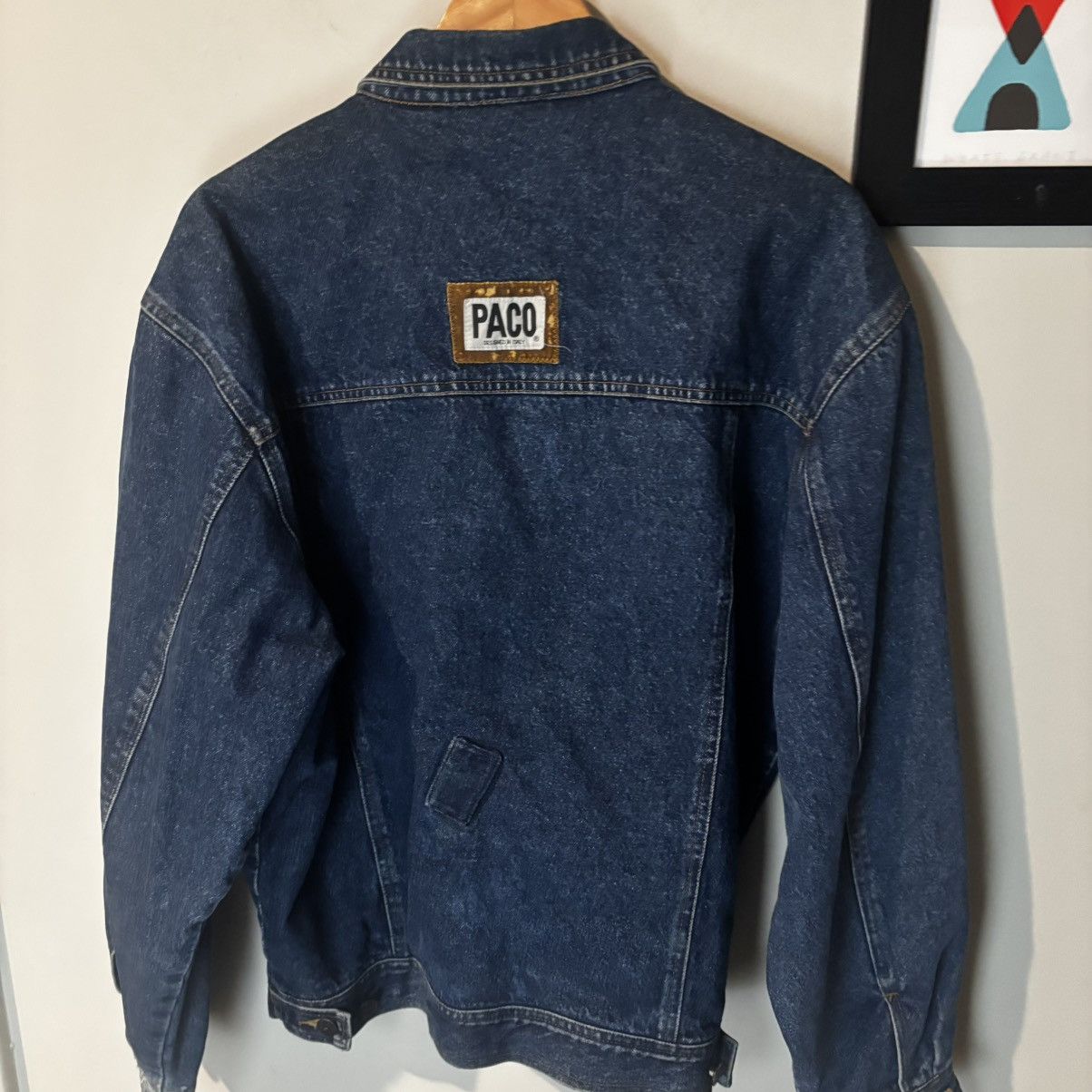 Vintage Vintage 1990s Praco Jeans Aztec Style Denim Jacket Navy Size US M / EU 48-50 / 2 - 3 Thumbnail
