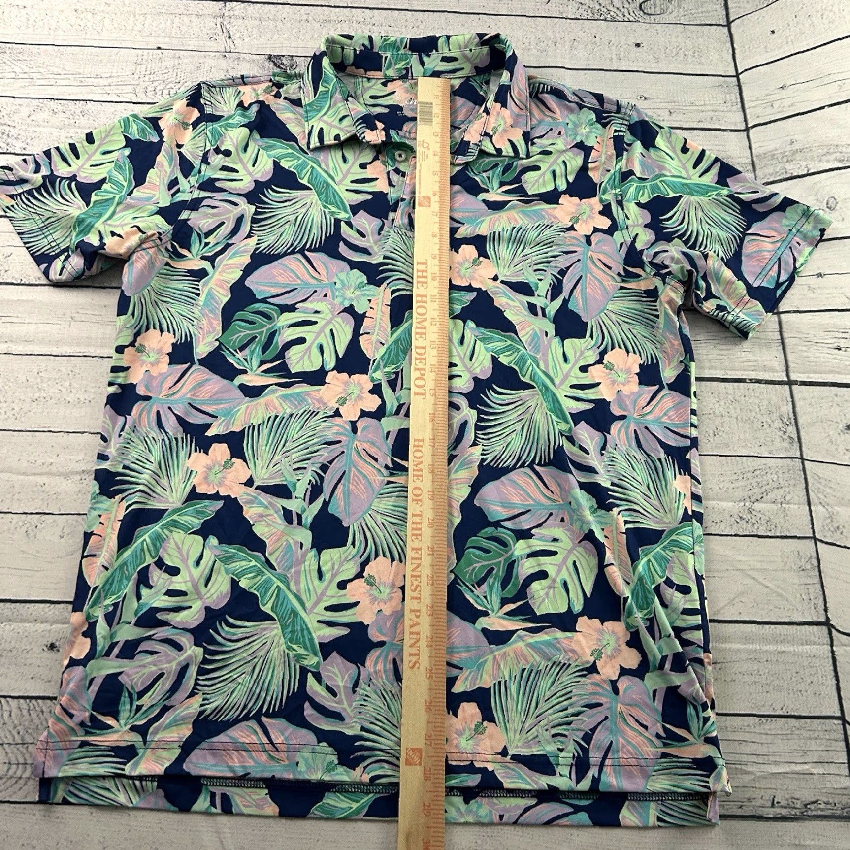 Chubbies Chubbies Hawaiian Floral Short Sleeve Golf Polo Shirt Men's L Blue Green Size US L / EU 52-54 / 3 - 3 Thumbnail