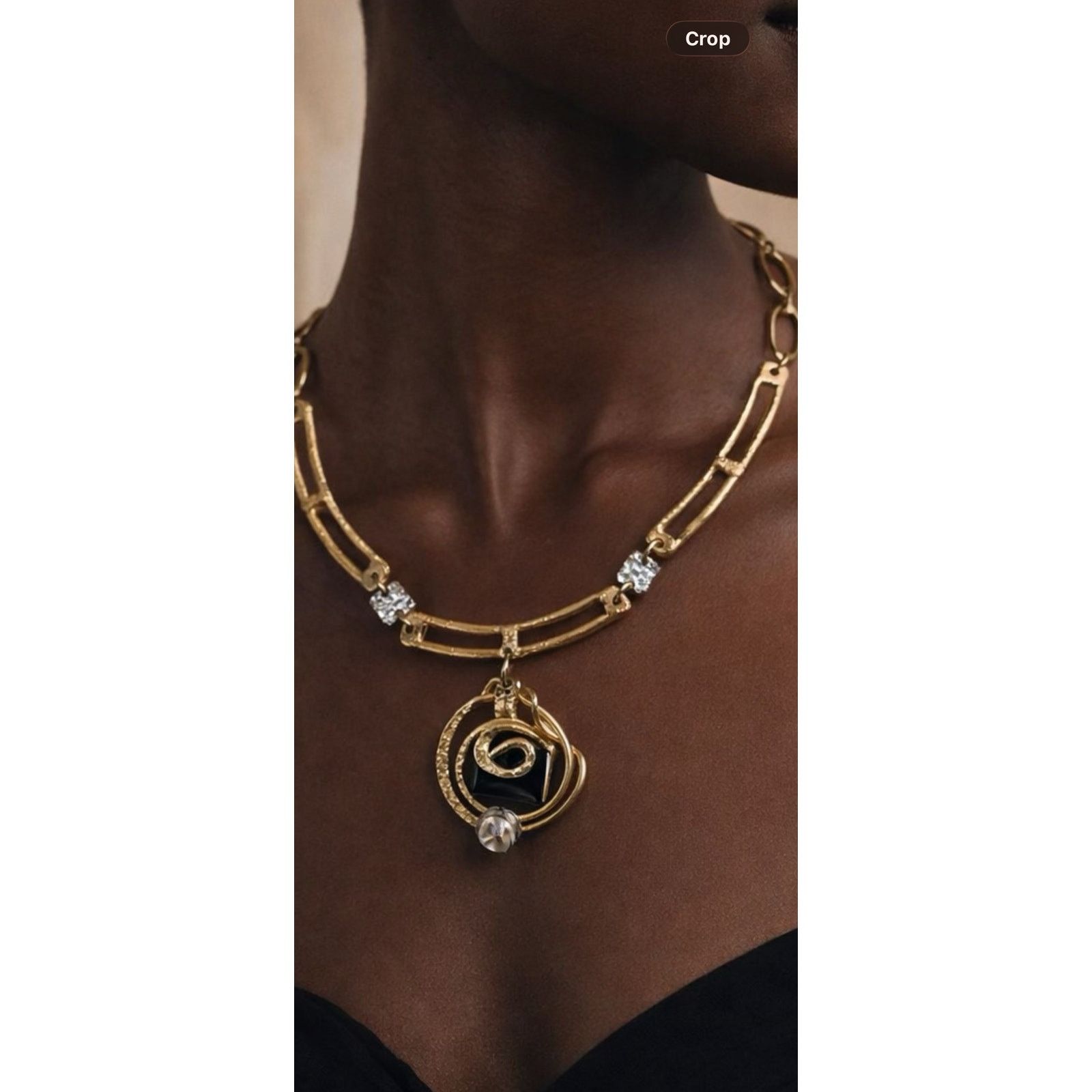 Other Vintage Unsigned Gold Tone Modernist Statement Necklace 16" Size ONE SIZE - 1 Thumbnail