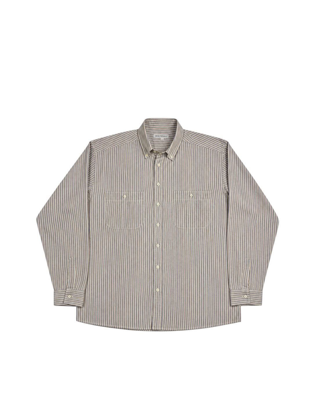 Emporio Armani Emporio Armani Double Pocket Vintage Striped Shirt Size US L / EU 52-54 / 3 - 1 Thumbnail