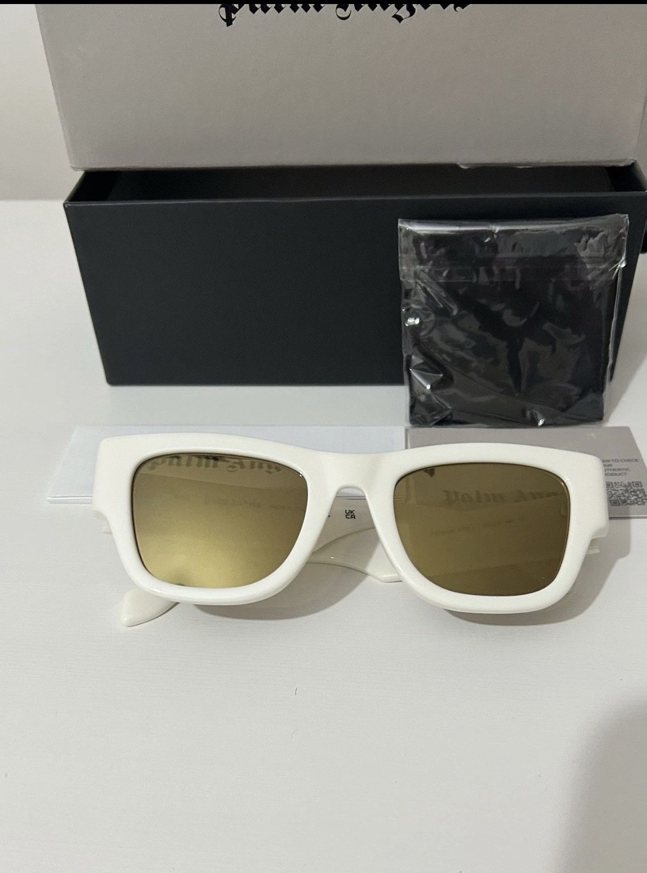 Palm Angels PALM ANGELS Sunglasses White Rectangle Volcan Gold Mirror Size ONE SIZE - 8 Thumbnail