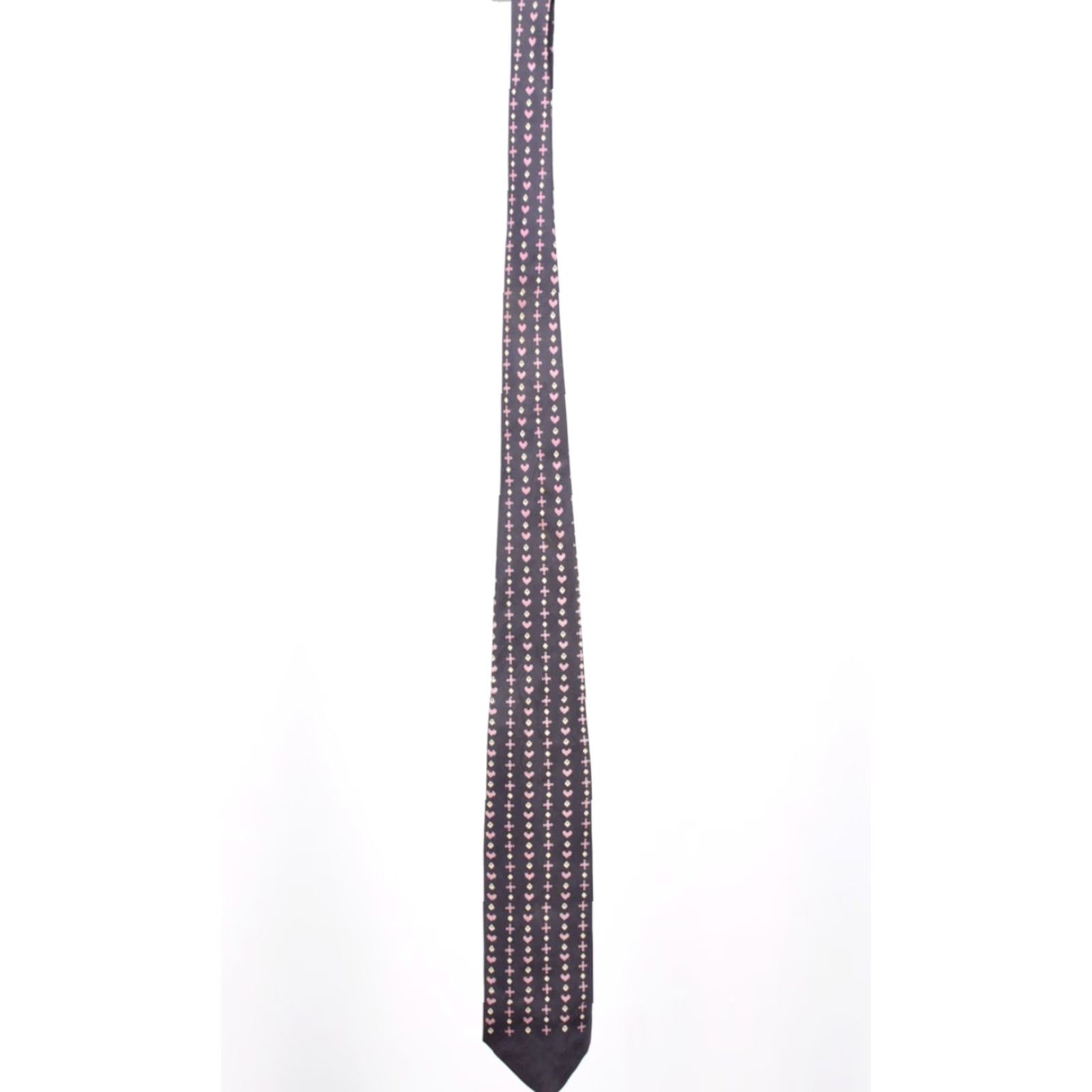 Arrow VTG Arrow 1950s Necktie Navy Blue Pink Abstract Pattern Silk Tie Men 50s Tie Size ONE SIZE - 2 Thumbnail