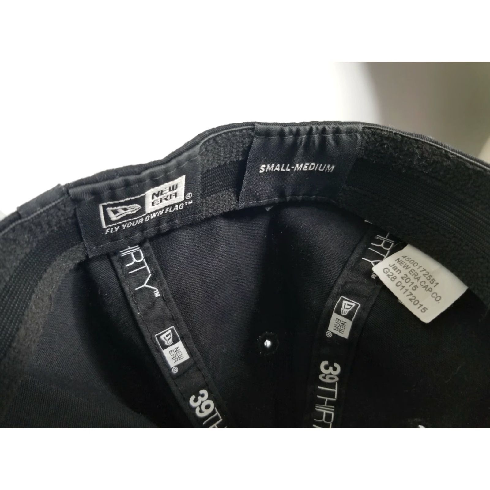 New Era New Era 39Thirty Cap Baseball Hat Black White Logo Fitted S/M Mens Adult Size M Black Logo 90s Style Size ONE SIZE - 3 Thumbnail