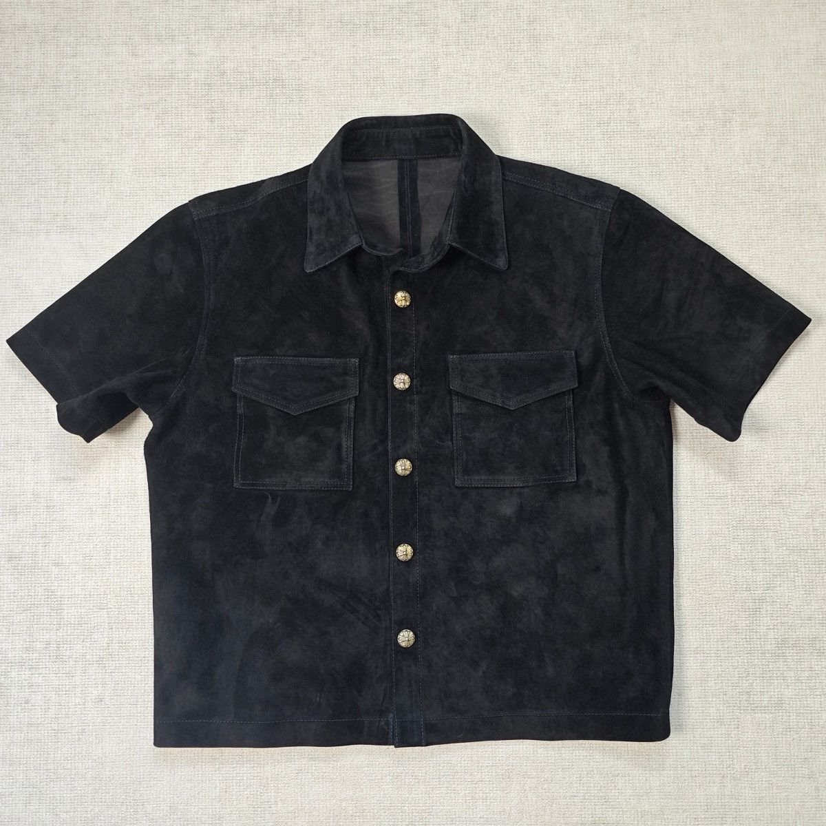 Chrome Hearts Chrome Hearts Silver Button Leather Shirt Size US S / EU 44-46 / 1 - 1 Thumbnail
