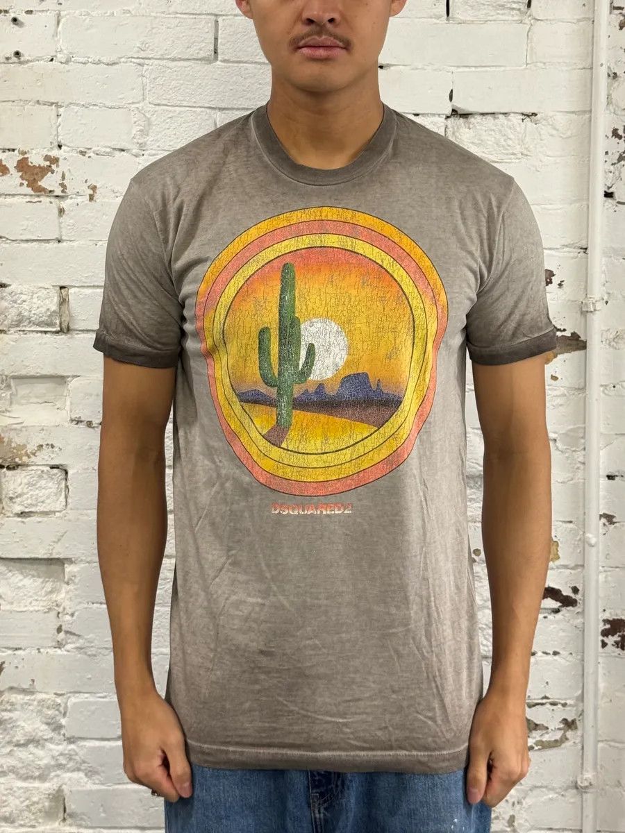 Dsquared2 SS2017 Dsquared2 Grey & Orange Cactus Sunset T-Shirt Size US M / EU 48-50 / 2 - 2 Thumbnail