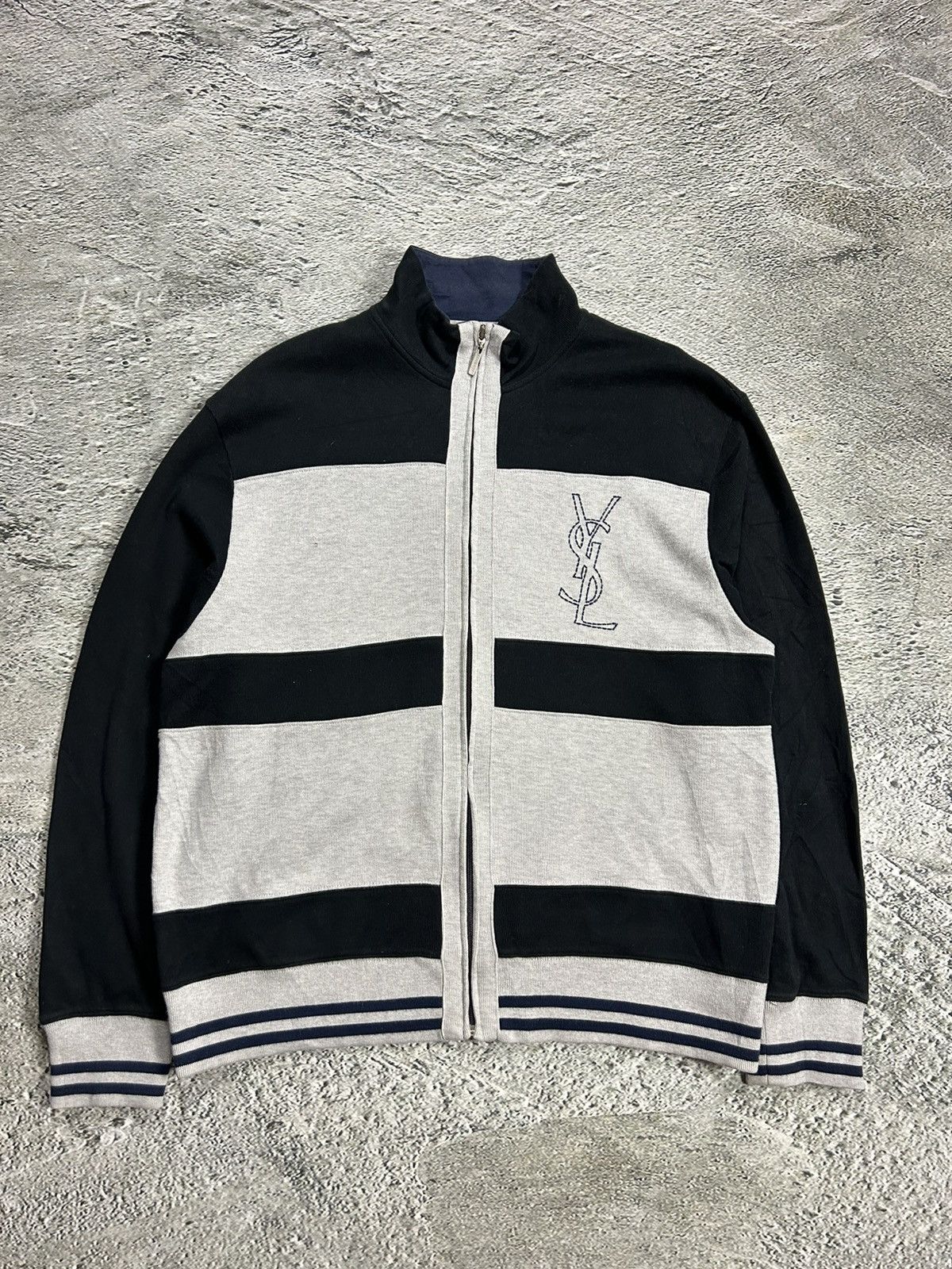 Vintage 90s Yves Saint Laurent vintage zip sweatshirt big YSL logo Size US XXL / EU 58 / 5 - 1 Thumbnail
