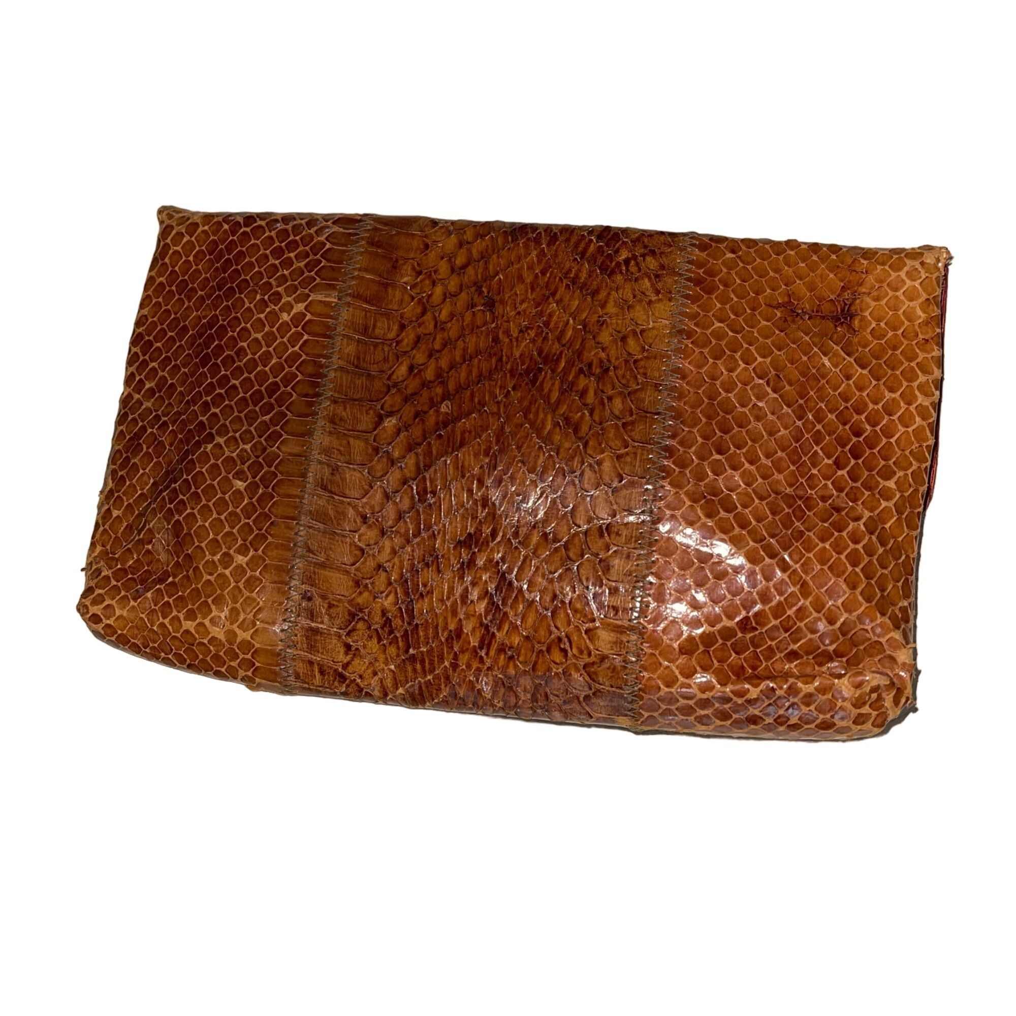 Vintage Margolin Vintage Womens Clutch Bag Brown Snakeskin Size ONE SIZE - 3 Thumbnail