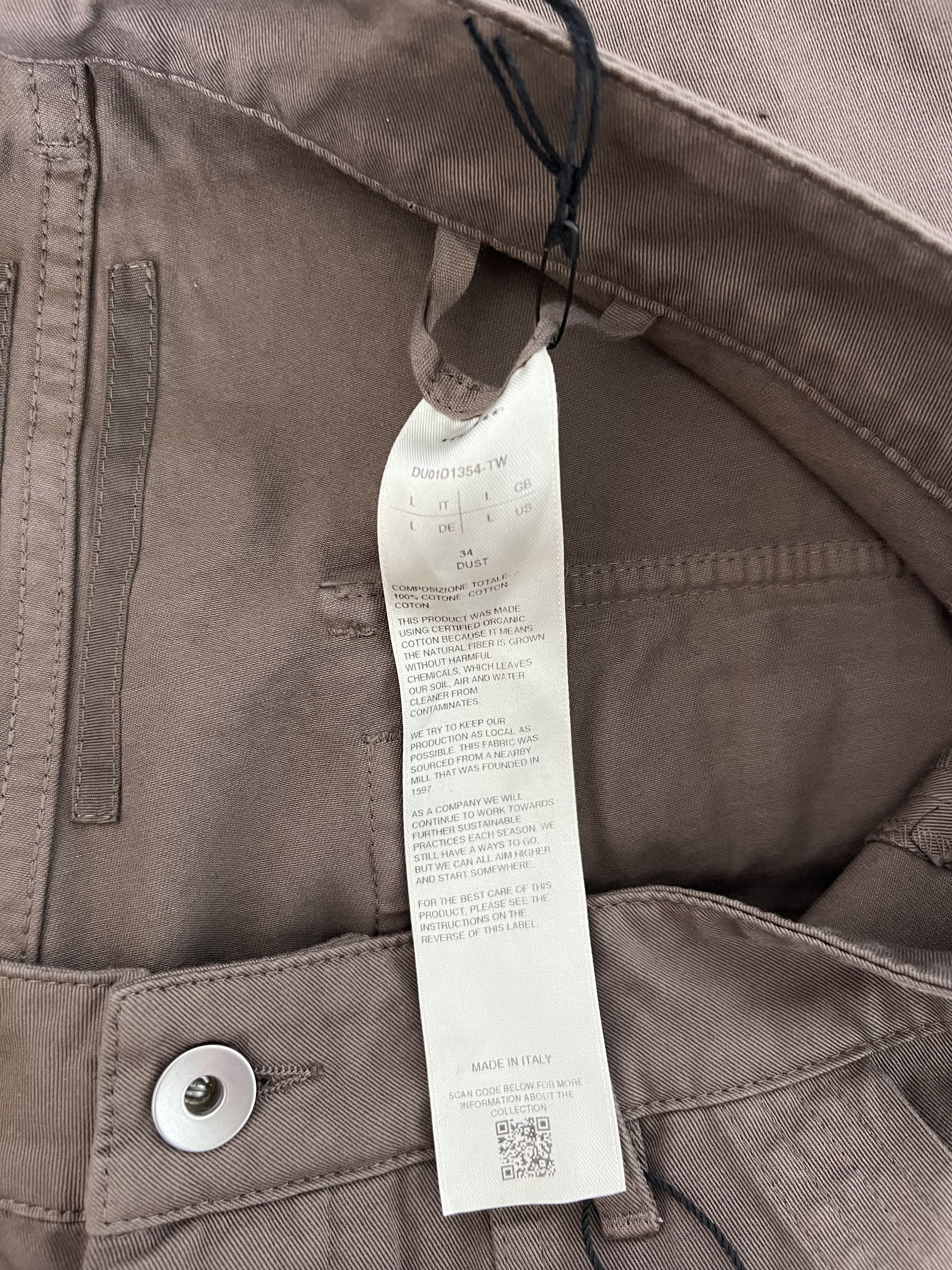 Rick Owens Drkshdw Rick Owens DRKSHDW Cargo Trousers in Dust Brown Size US 35 - 7 Thumbnail