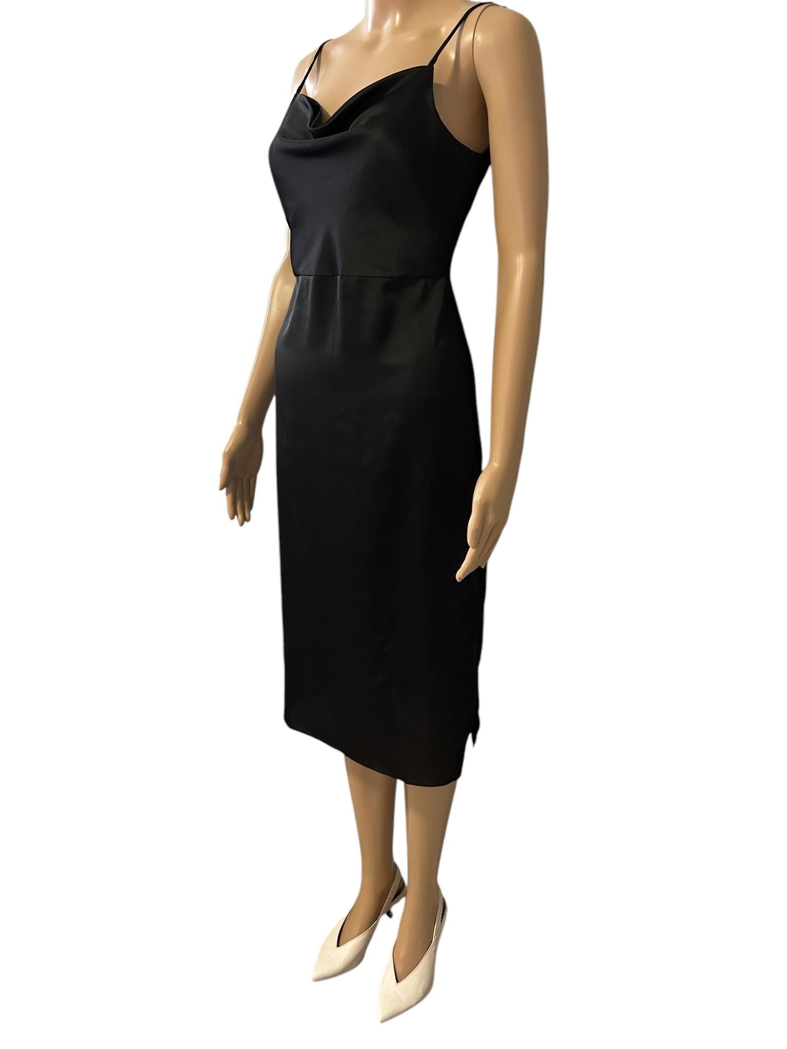 Noah Elegant Black Satin Midi Dress - Perfect for Any Occasion Size S / US 4 / IT 40 - 5 Thumbnail