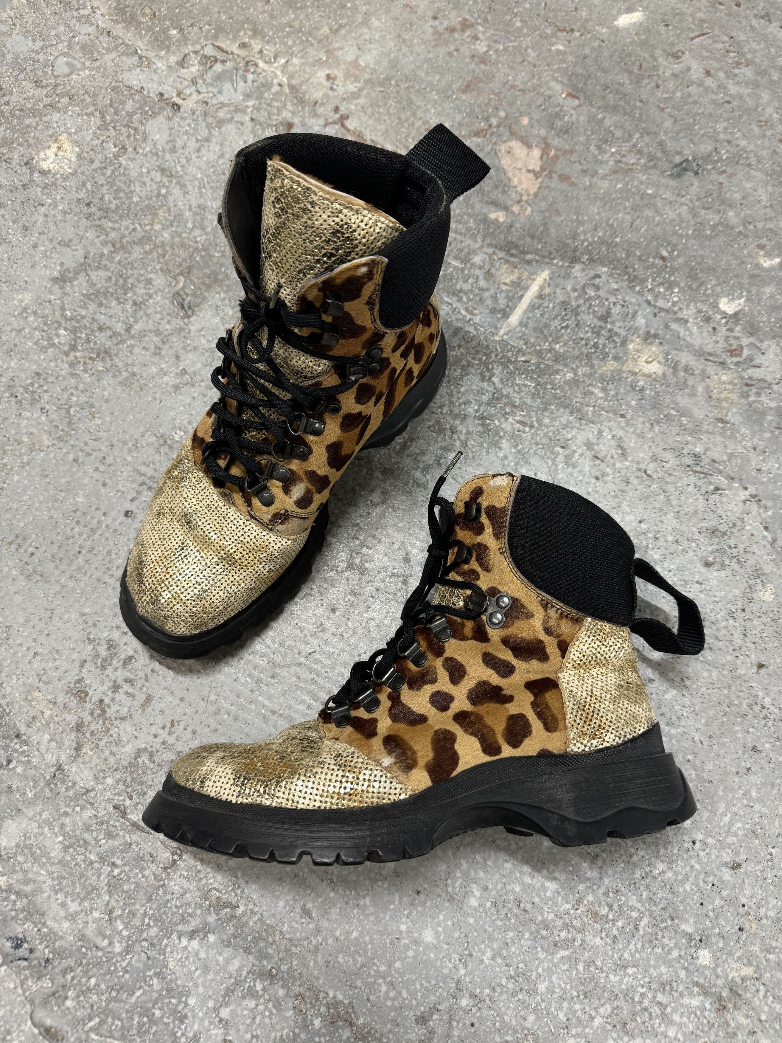 Prada × Vintage FW1999 Prada Leopard Pony Hair Hybride High Shoes Size US 8 / IT 38 - 6 Thumbnail
