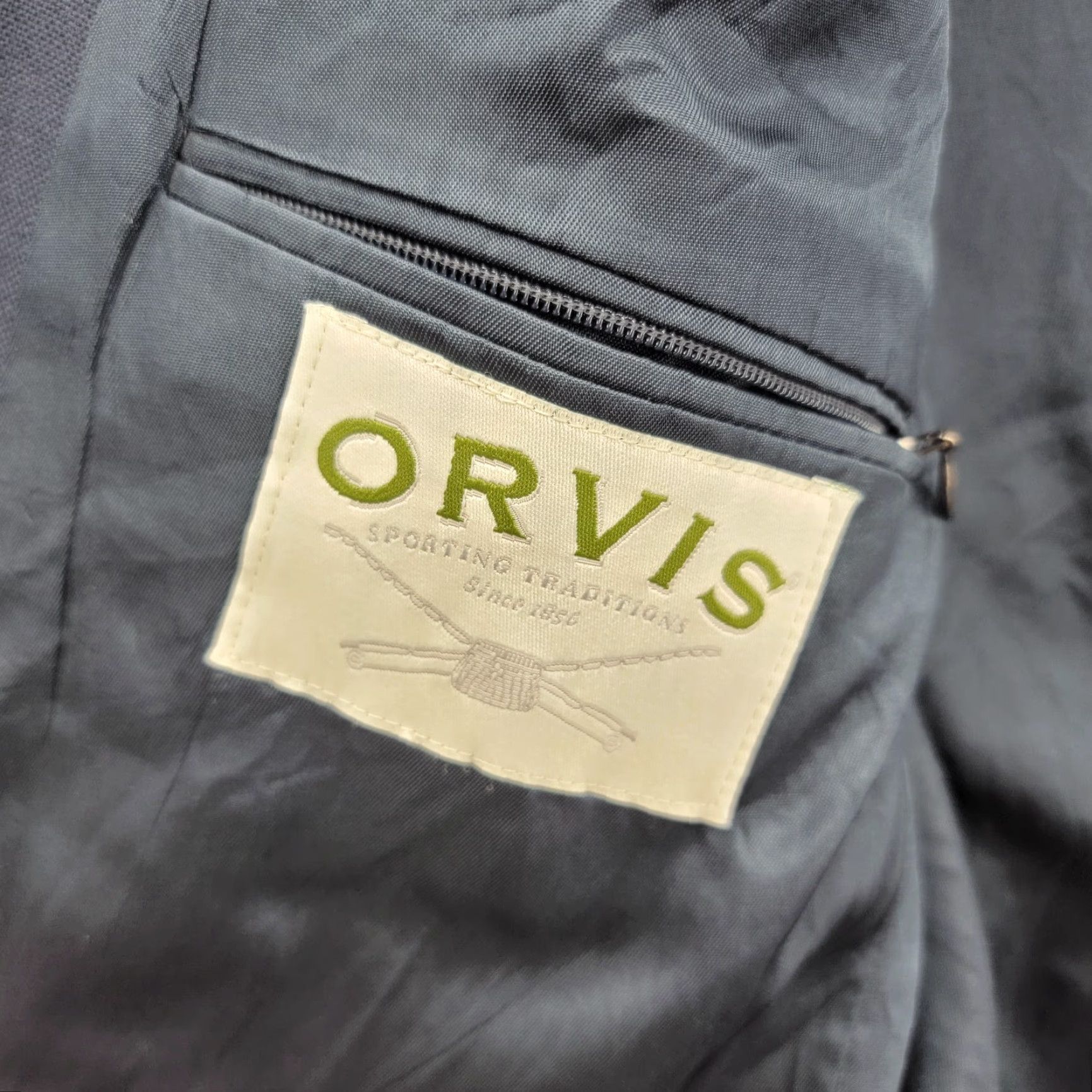 Orvis VINTAGE Orvis Blazer Sport Coat Jacket Mens 44R Blue Wool Gold Metal 3 Button VTG USA Size 44R - 6 Thumbnail