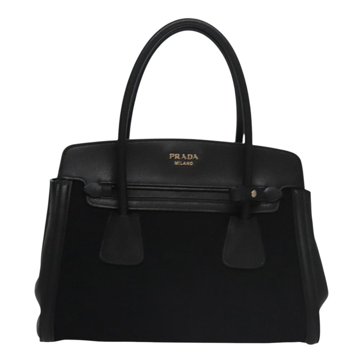 Prada Canapa Black Leather Handbag (Pre-Owned) Size ONE SIZE - 1 Thumbnail
