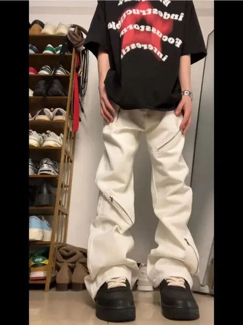 Japanese Brand × Jean Street style irregular zipper micro-flared jeans Size US 32 / EU 48 - 1 Thumbnail