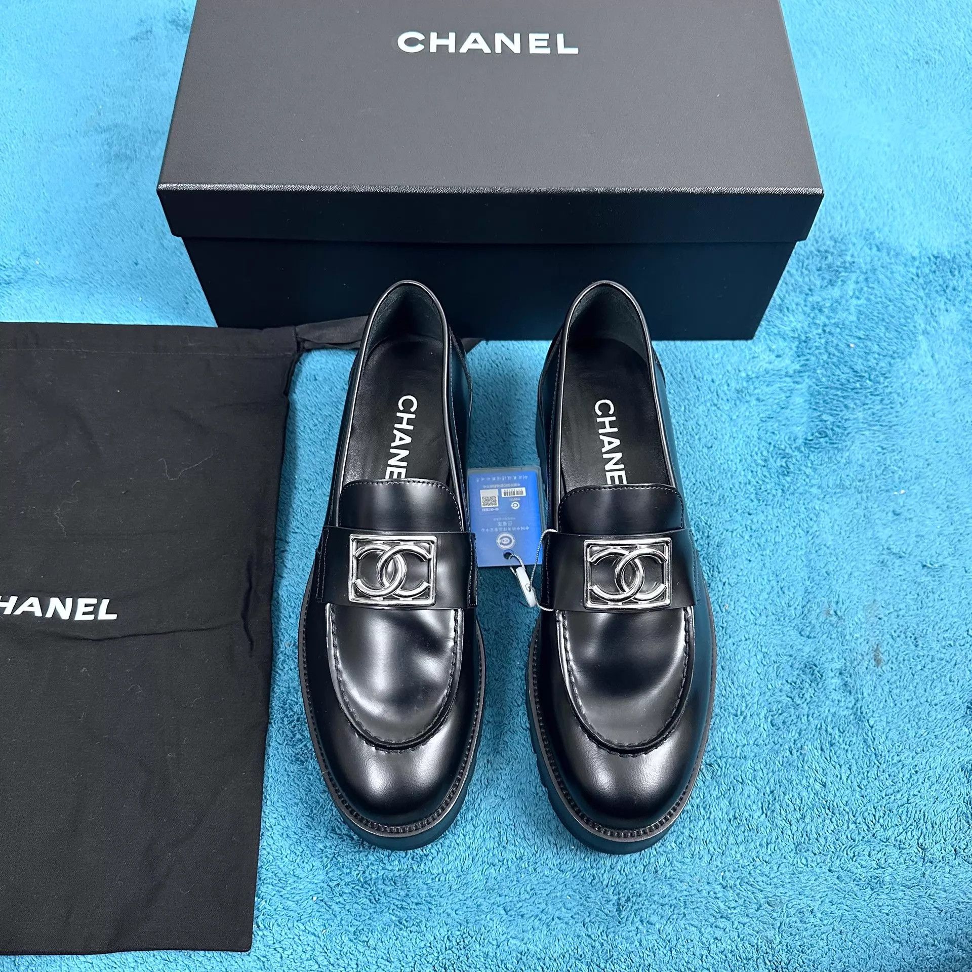 Chanel Chanel Black Silver CC Buckle Calf Loafer 39 New Size US 8.5 / IT 38.5 - 1 Thumbnail