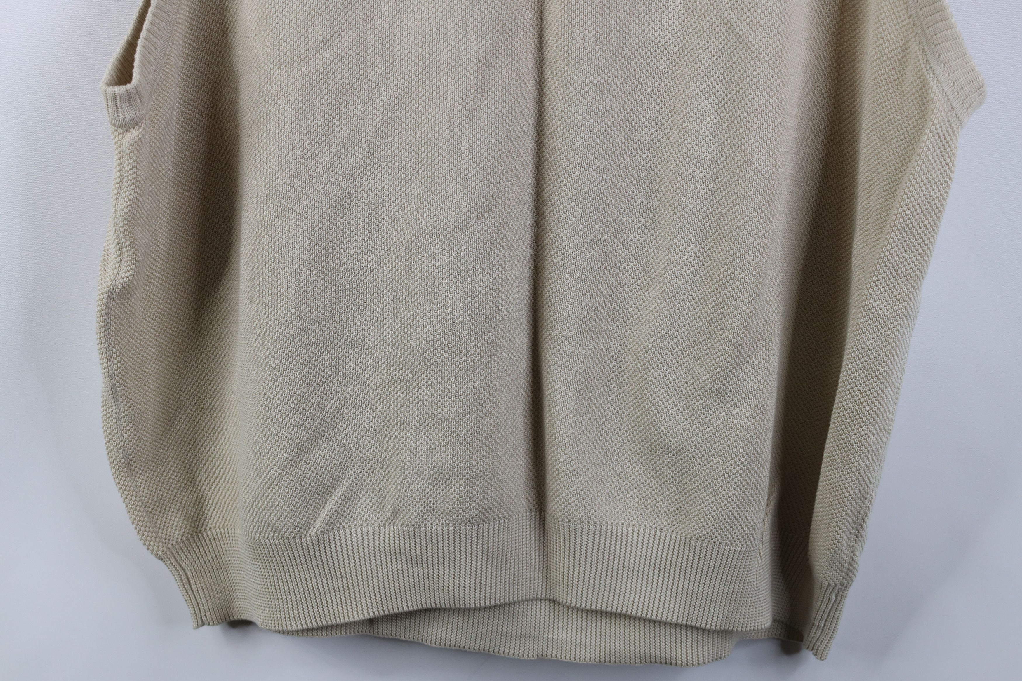 Vintage Vintage 90s Streetwear Thermal Knit Sweater Vest Beige Size US XXL / EU 58 / 5 - 11 Thumbnail