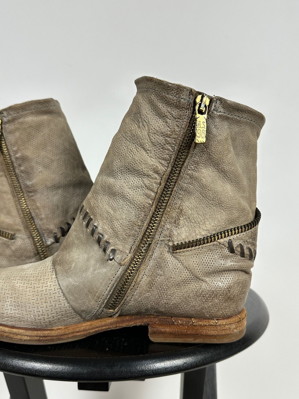 Other A.S.98. Airstep Leather Biker Zip Ankle Boots Size US 7 / IT 37 - 18 Thumbnail