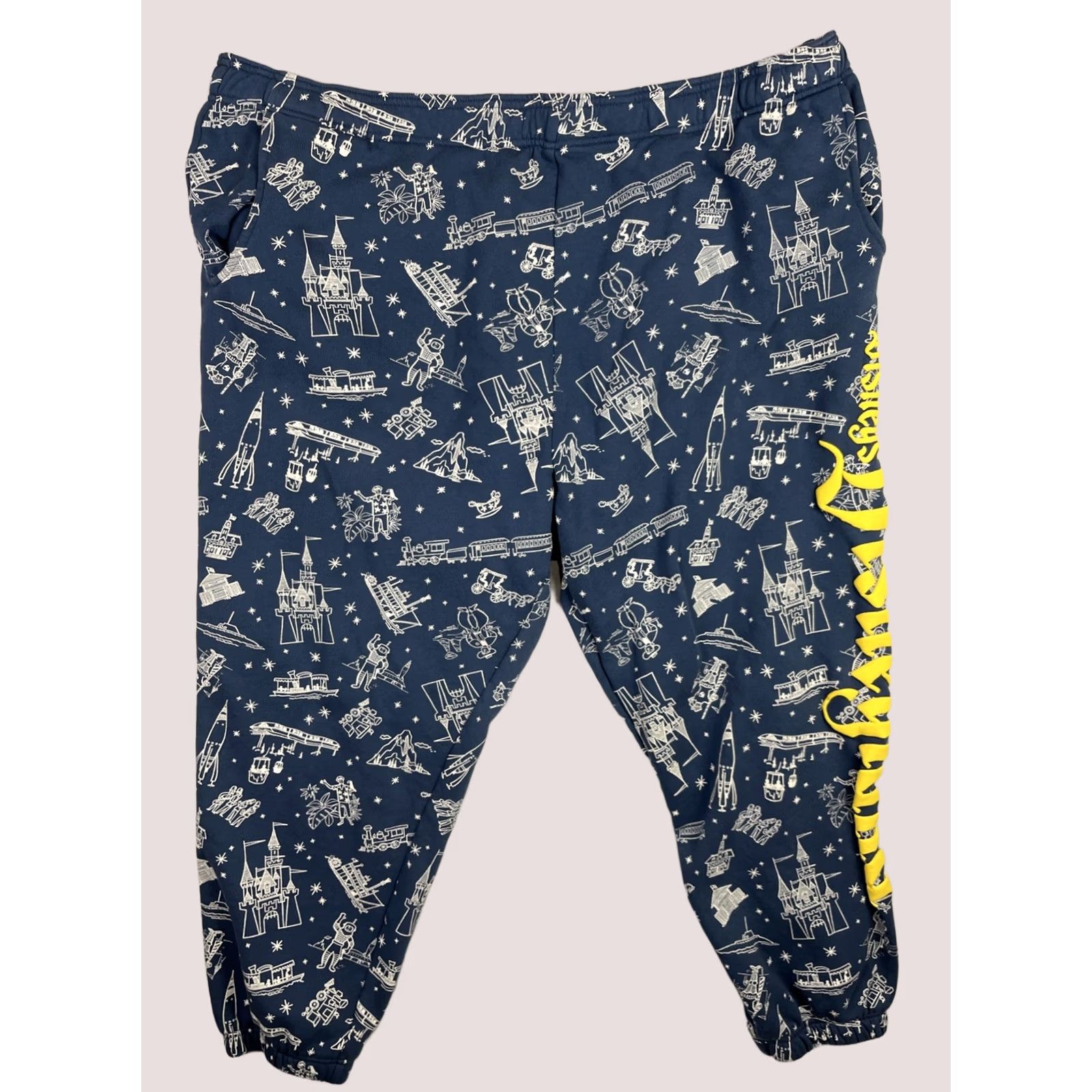 Disney Disney Sweatpants Mens 3XL Blue Mickey Mouse Tapered Pants Disneyland Resort Sweatpants Size US 39 - 1 Thumbnail